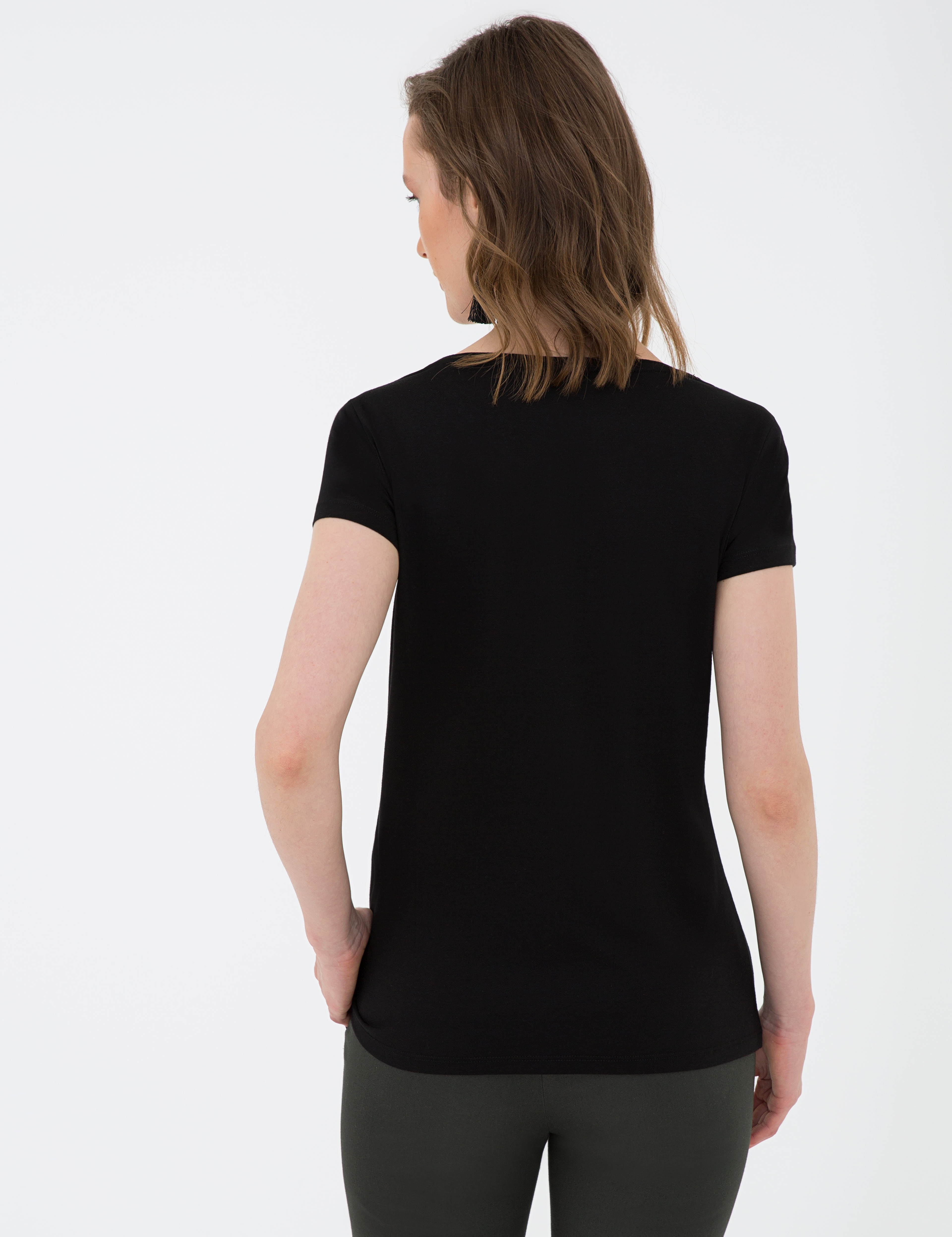 Siyah Standart Fit Bisiklet Yaka T-Shirt - Image 4