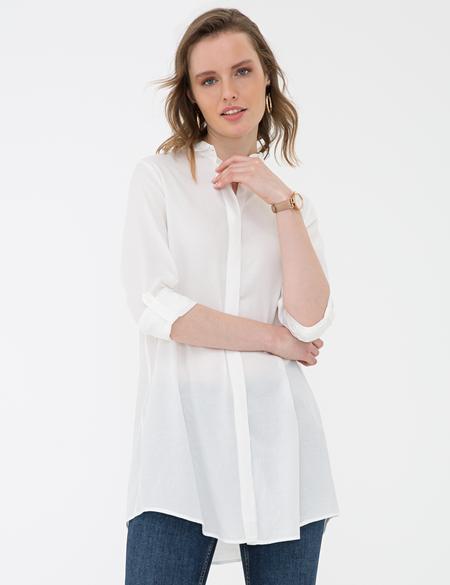 Beyaz Comfort Fit Uzun Kollu Gömlek - 50202629025