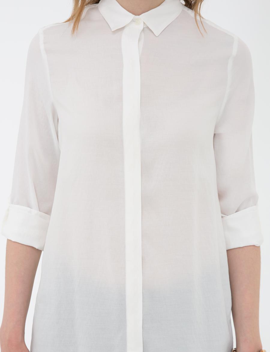 Beyaz Comfort Fit Uzun Kollu Gömlek