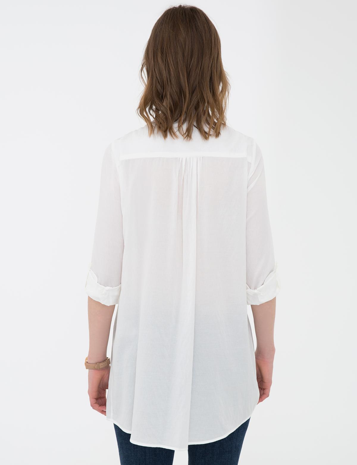 Beyaz Comfort Fit Uzun Kollu Gömlek - 50202629025