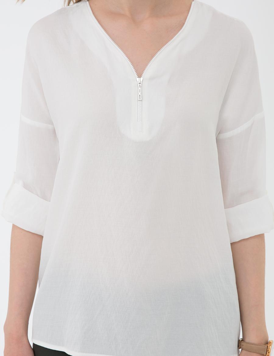 Beyaz Comfort Fit Uzun Kollu Gömlek