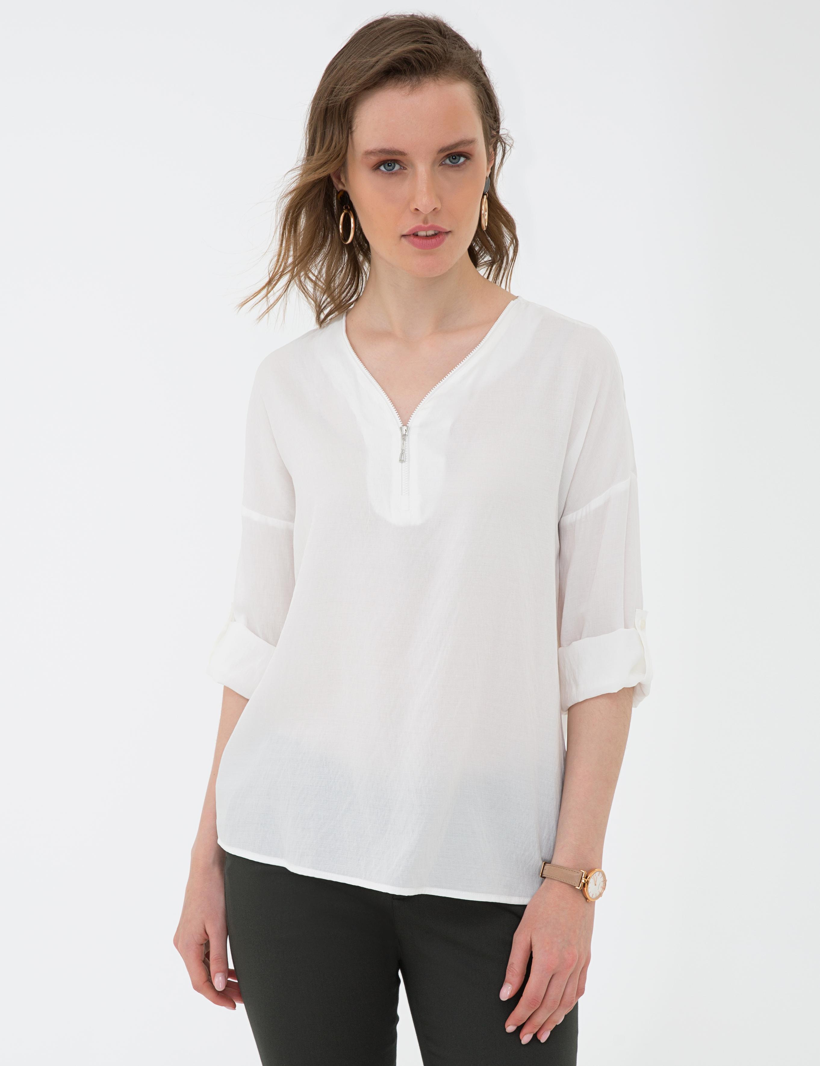 Beyaz Comfort Fit Uzun Kollu Gömlek