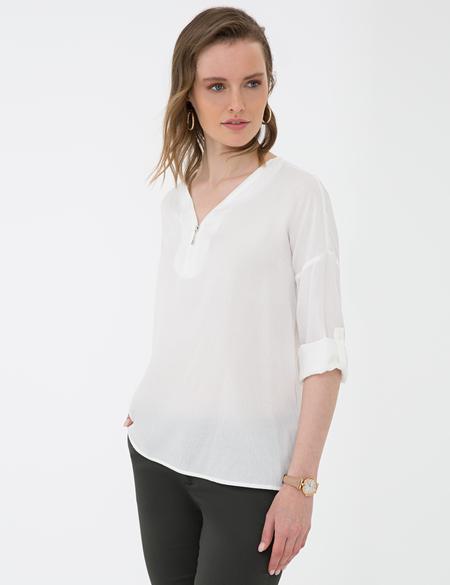 Beyaz Comfort Fit Uzun Kollu Gömlek - 50202820051