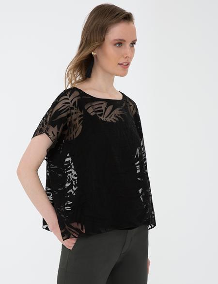 Siyah Tül Bluz - 50204420024