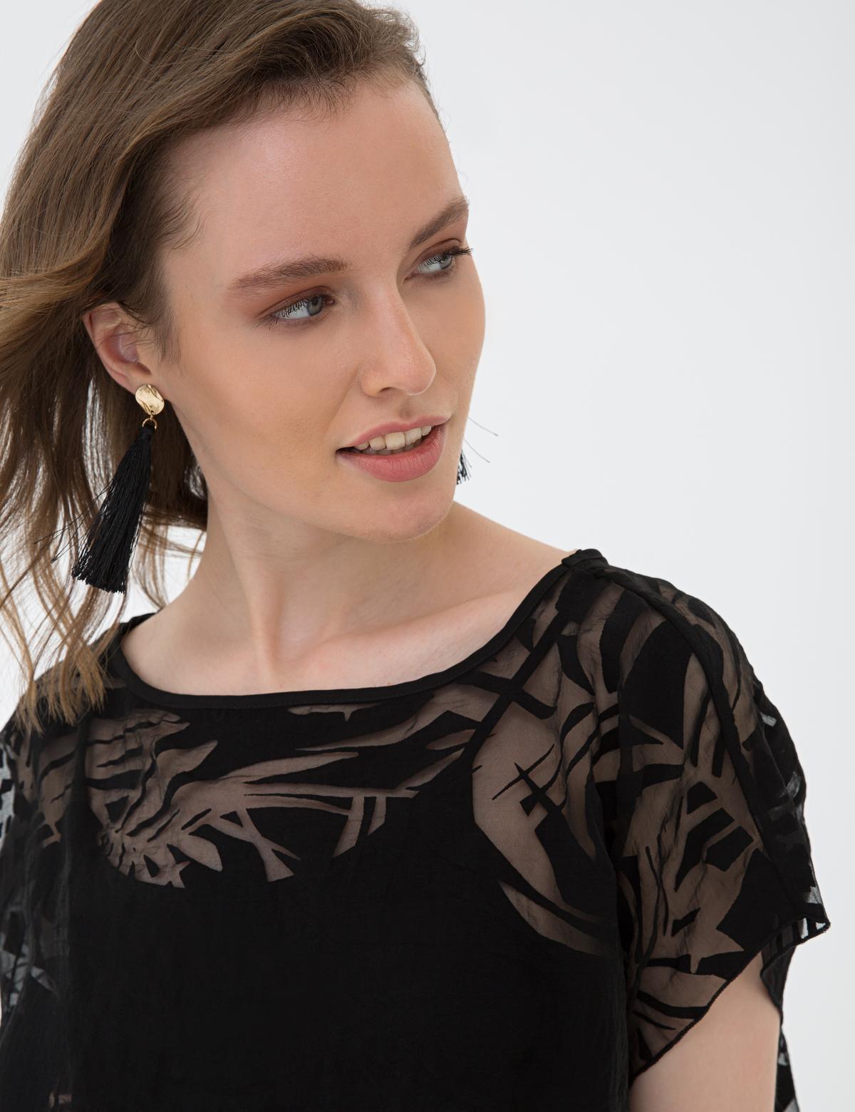 Siyah Tül Bluz - 50204420024