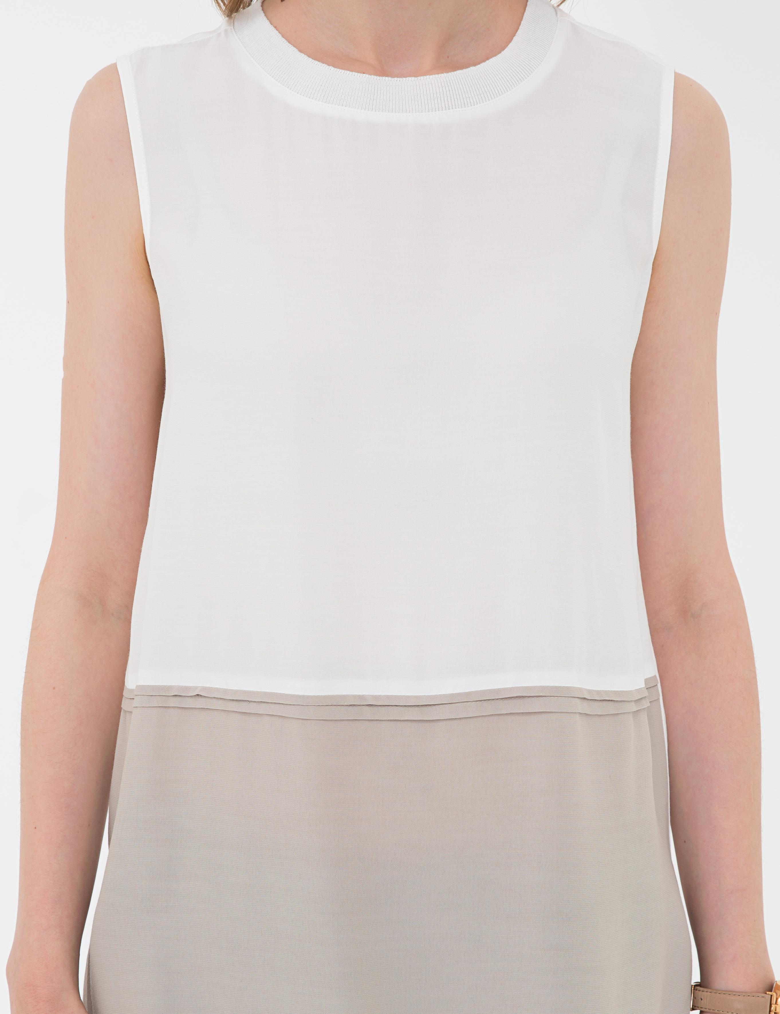 Ekru Regular Fit Kolsuz Bluz