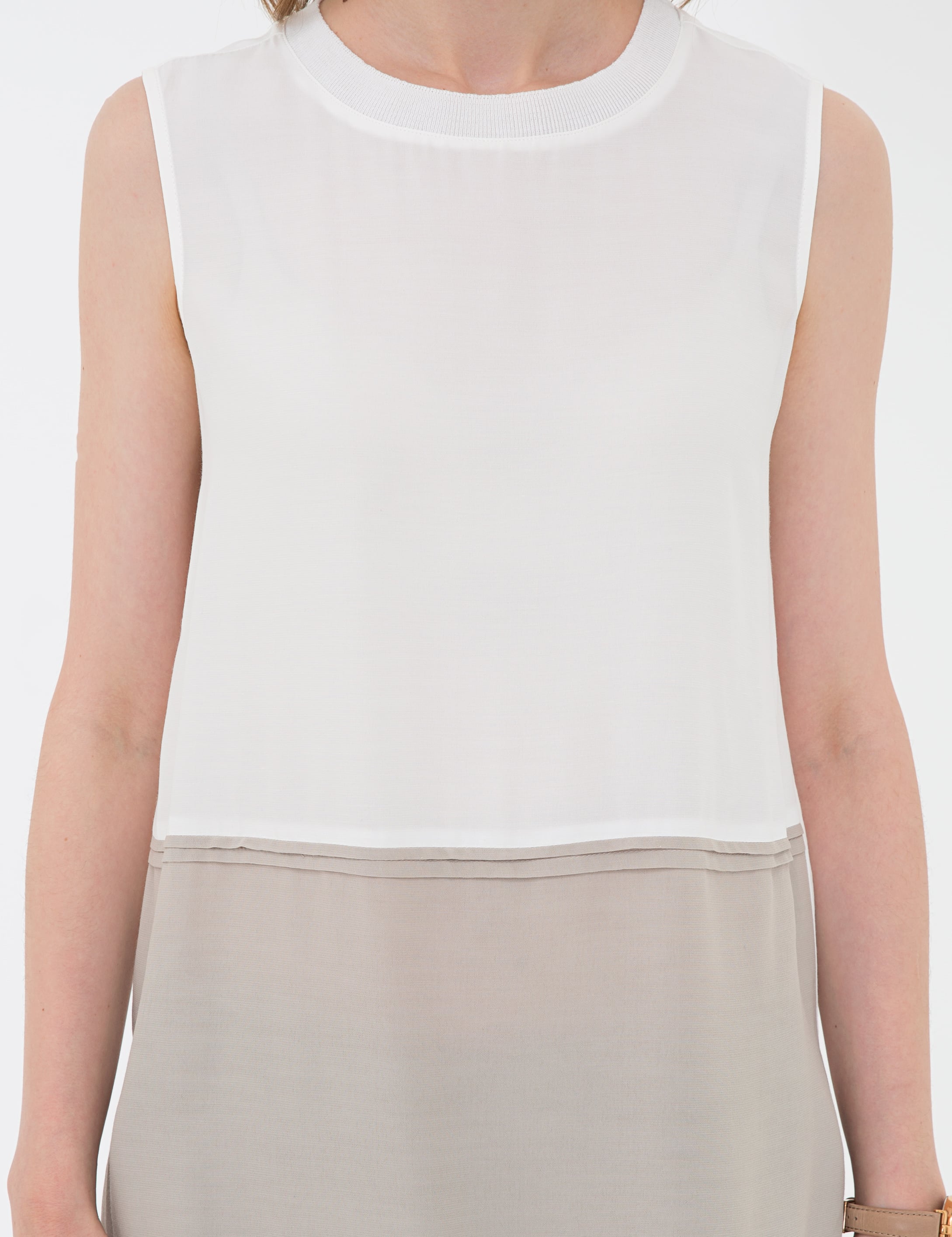 Ekru Regular Fit Kolsuz Bluz - Image 6