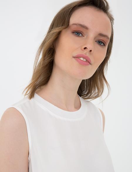 Ekru Regular Fit Kolsuz Bluz - 50204439001