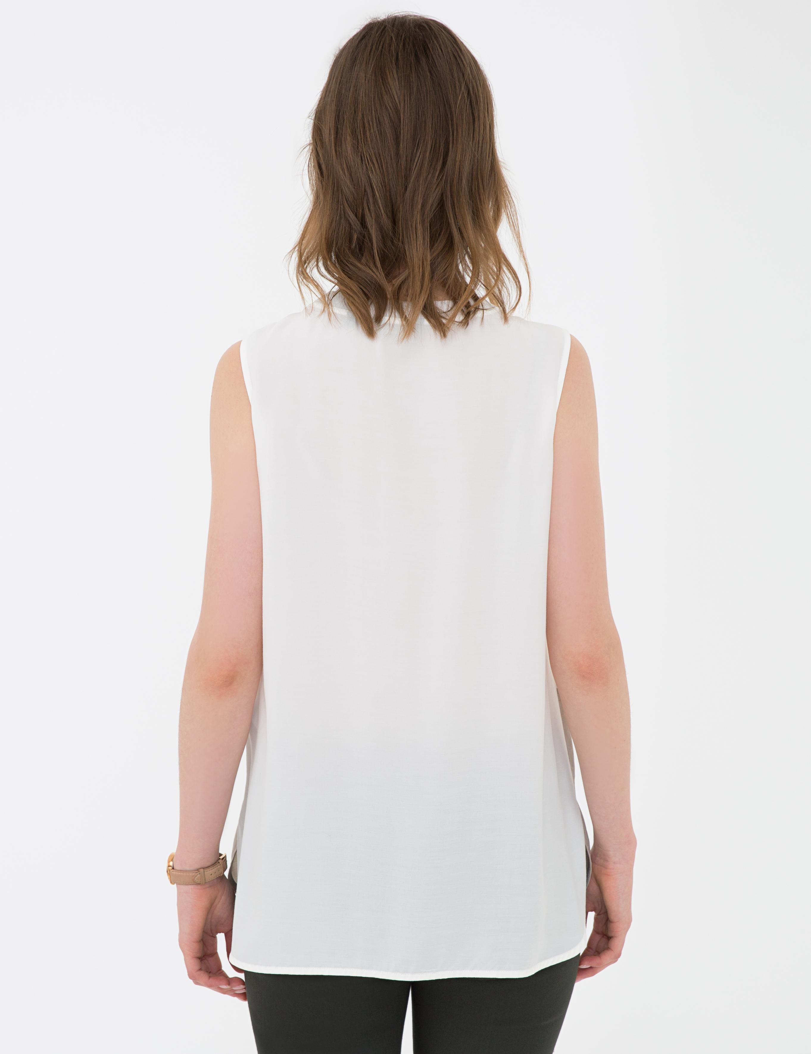 Ekru Regular Fit Kolsuz Bluz