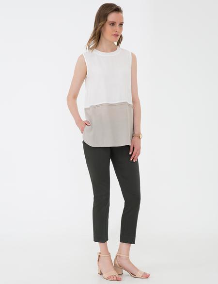 Ekru Regular Fit Kolsuz Bluz - 50204439001