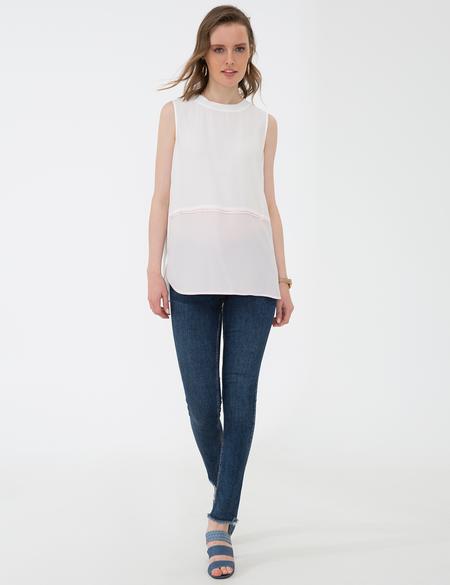 Toz Pembe Regular Fit Kolsuz Bluz - 50204439015