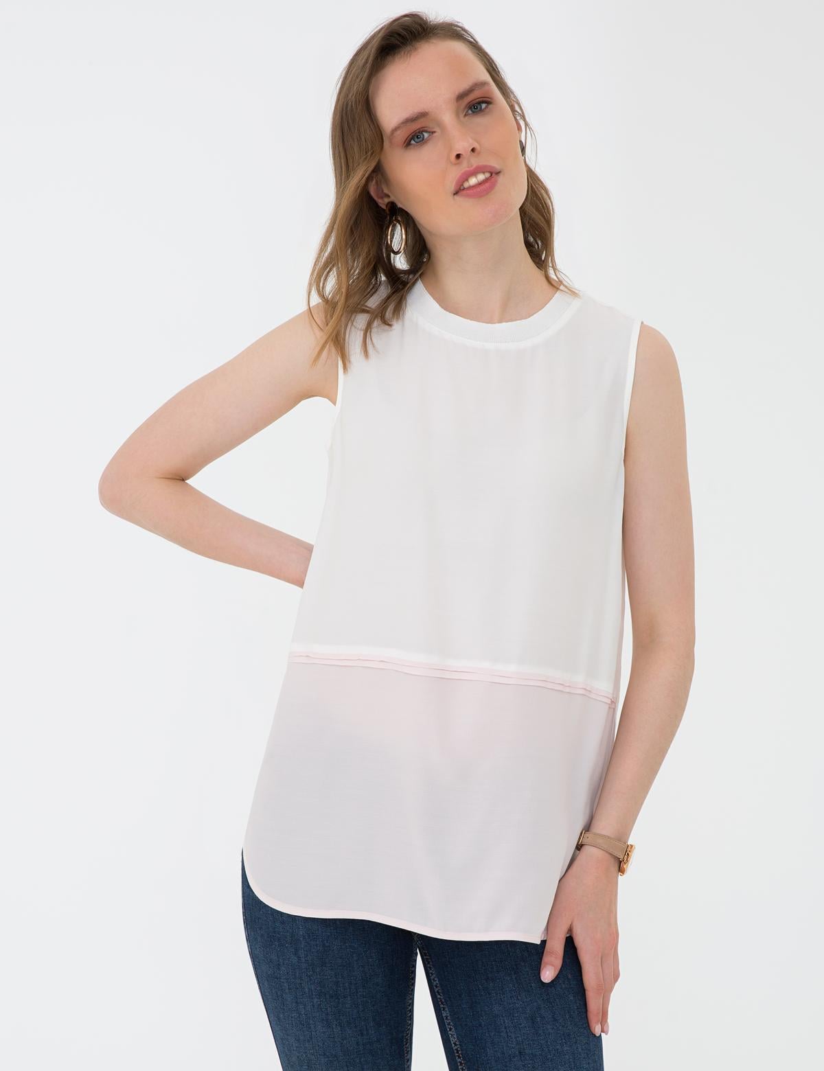 Toz Pembe Regular Fit Kolsuz Bluz - 50204439015