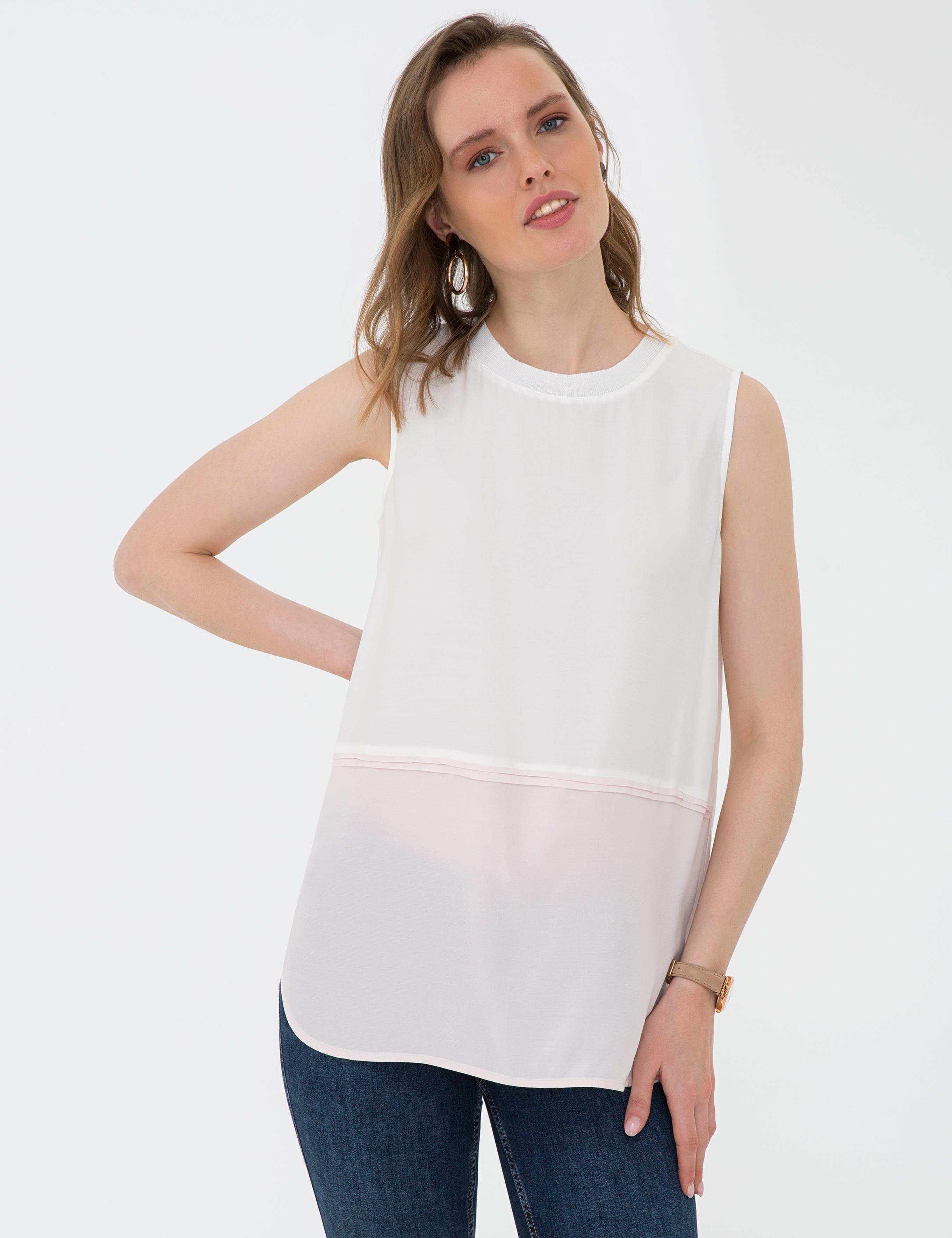 Toz Pembe Regular Fit Kolsuz Bluz