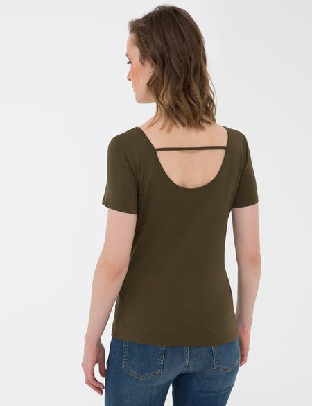 Haki Standart Fit Bisiklet Yaka Tişört - 50200740029