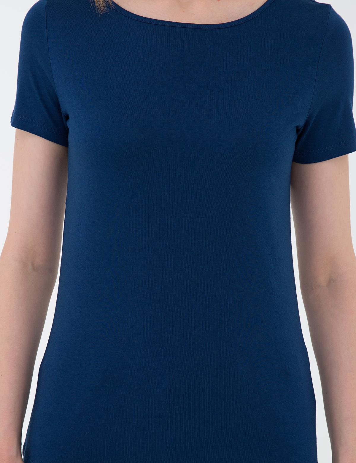 Lacivert Standart Fit Bisiklet Yaka Tişört - 50200740041