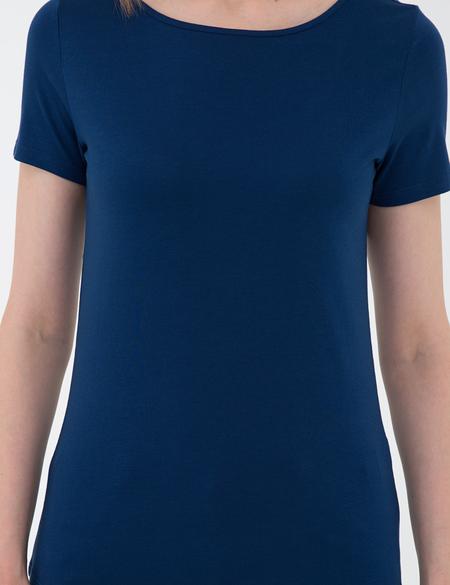 Lacivert Standart Fit Bisiklet Yaka Tişört - 50200740041