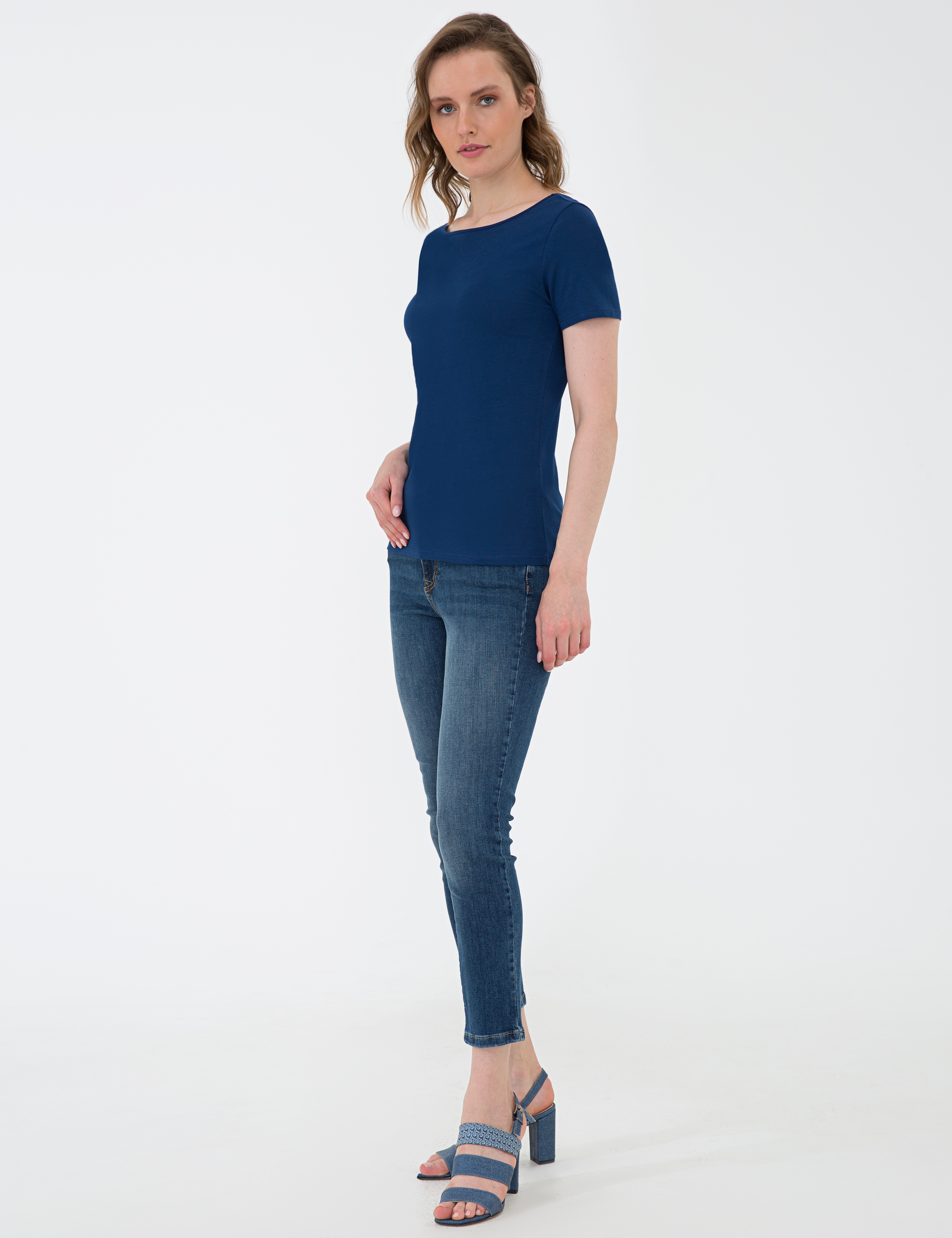 Lacivert Standart Fit Bisiklet Yaka T-Shirt