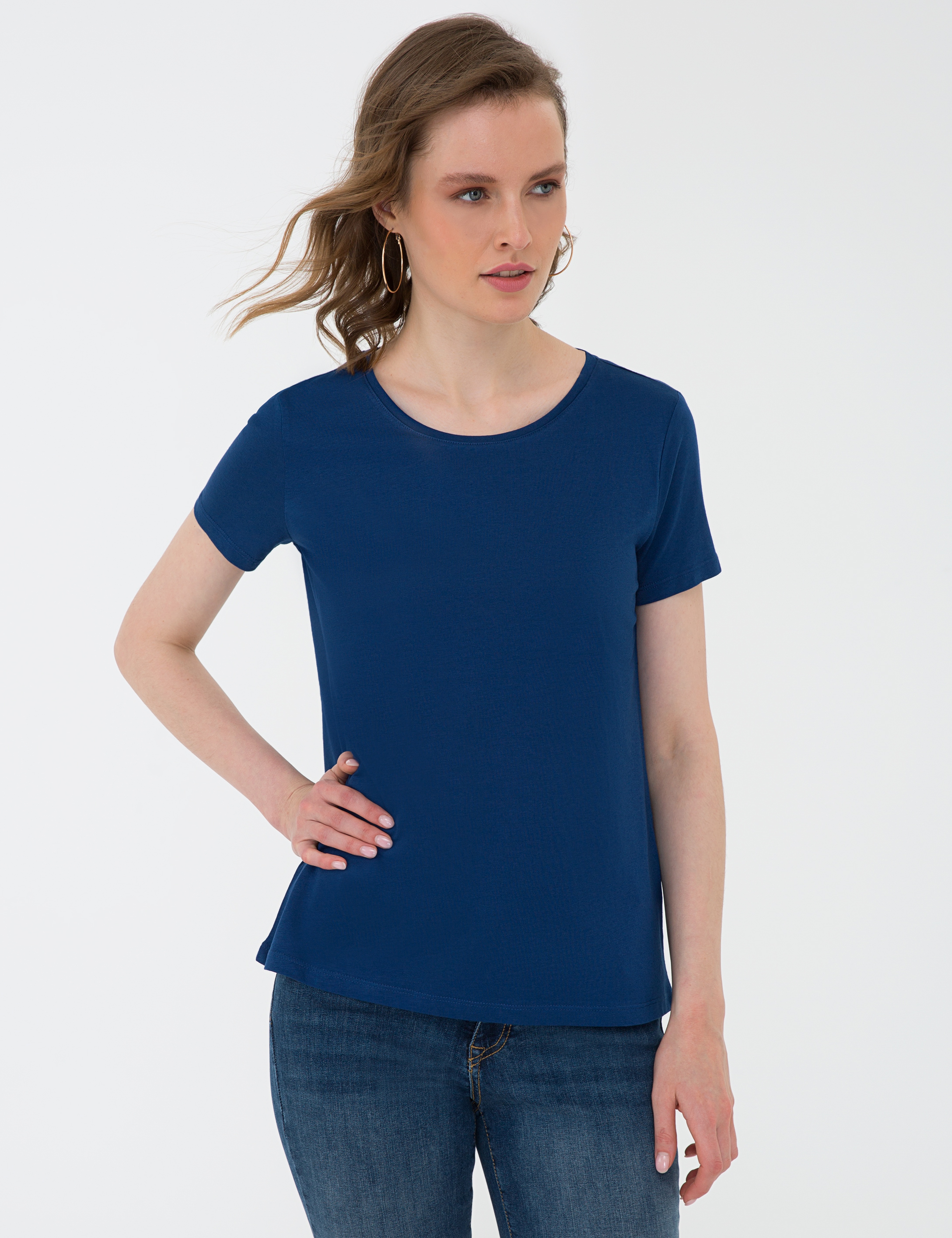 Lacivert Standart Fit Bisiklet Yaka T-Shirt - Image 3