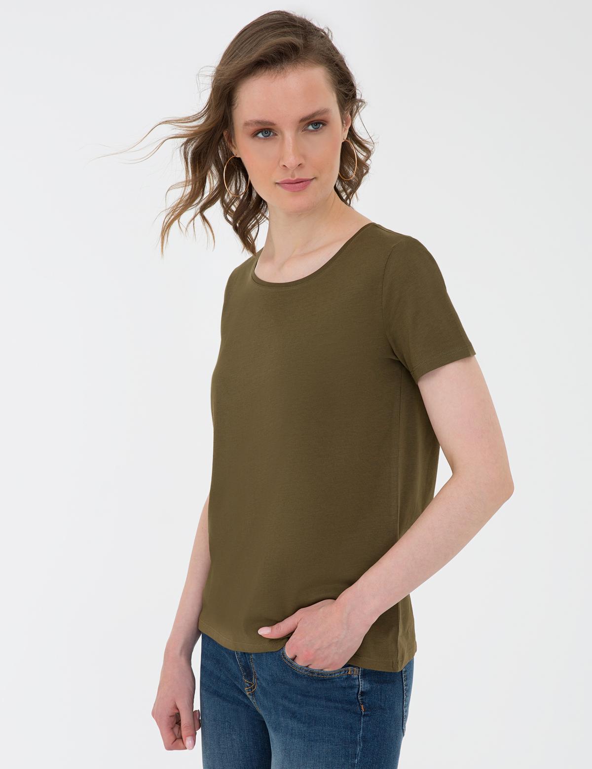 Haki Bisiklet Yaka Tişört - 50200752059