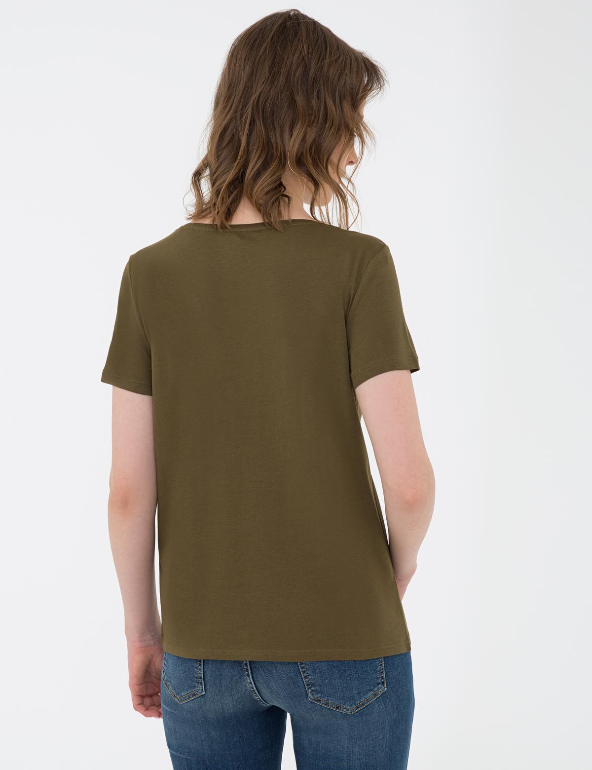 Haki Bisiklet Yaka Tişört - 50200752059