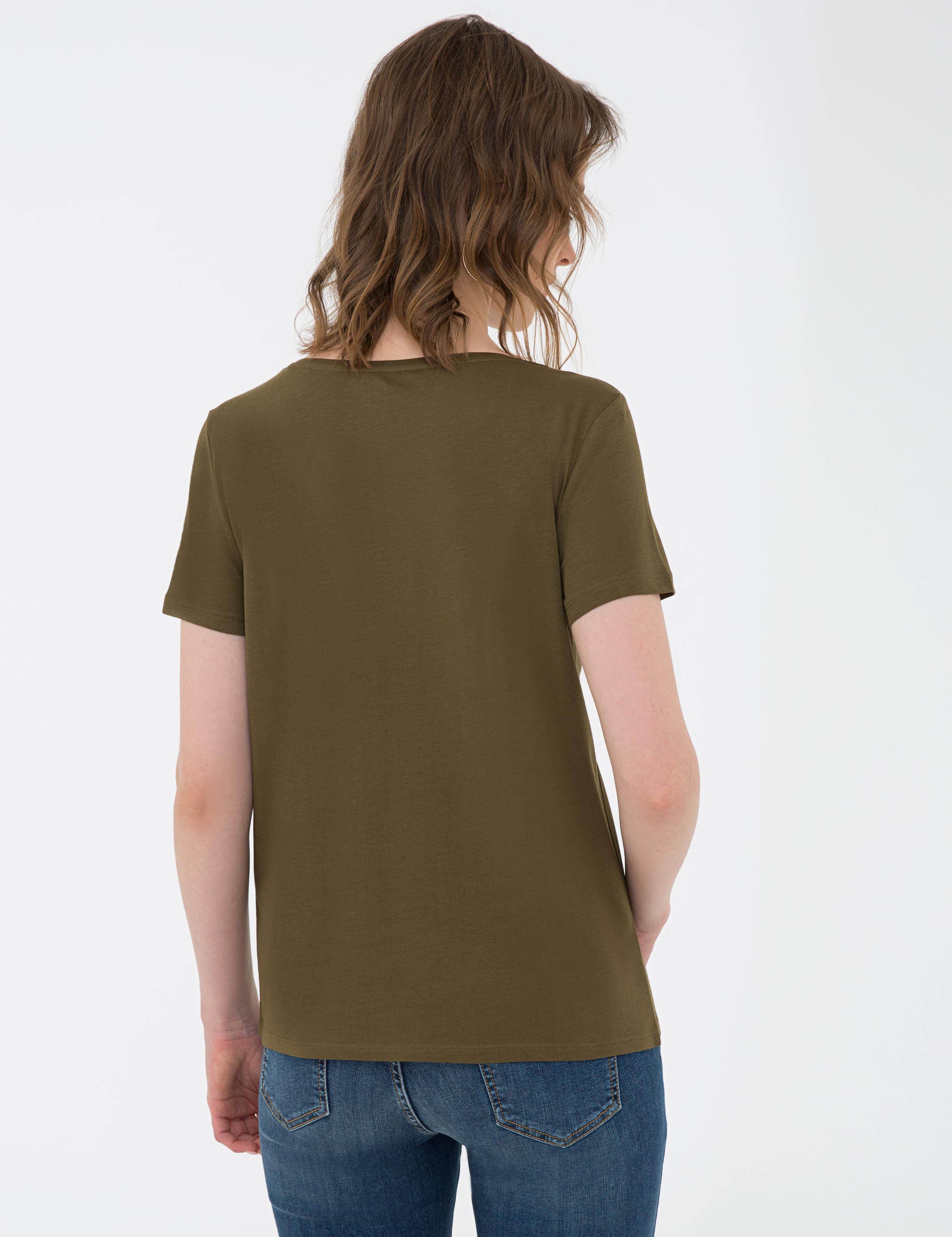 Haki Bisiklet Yaka Tişört