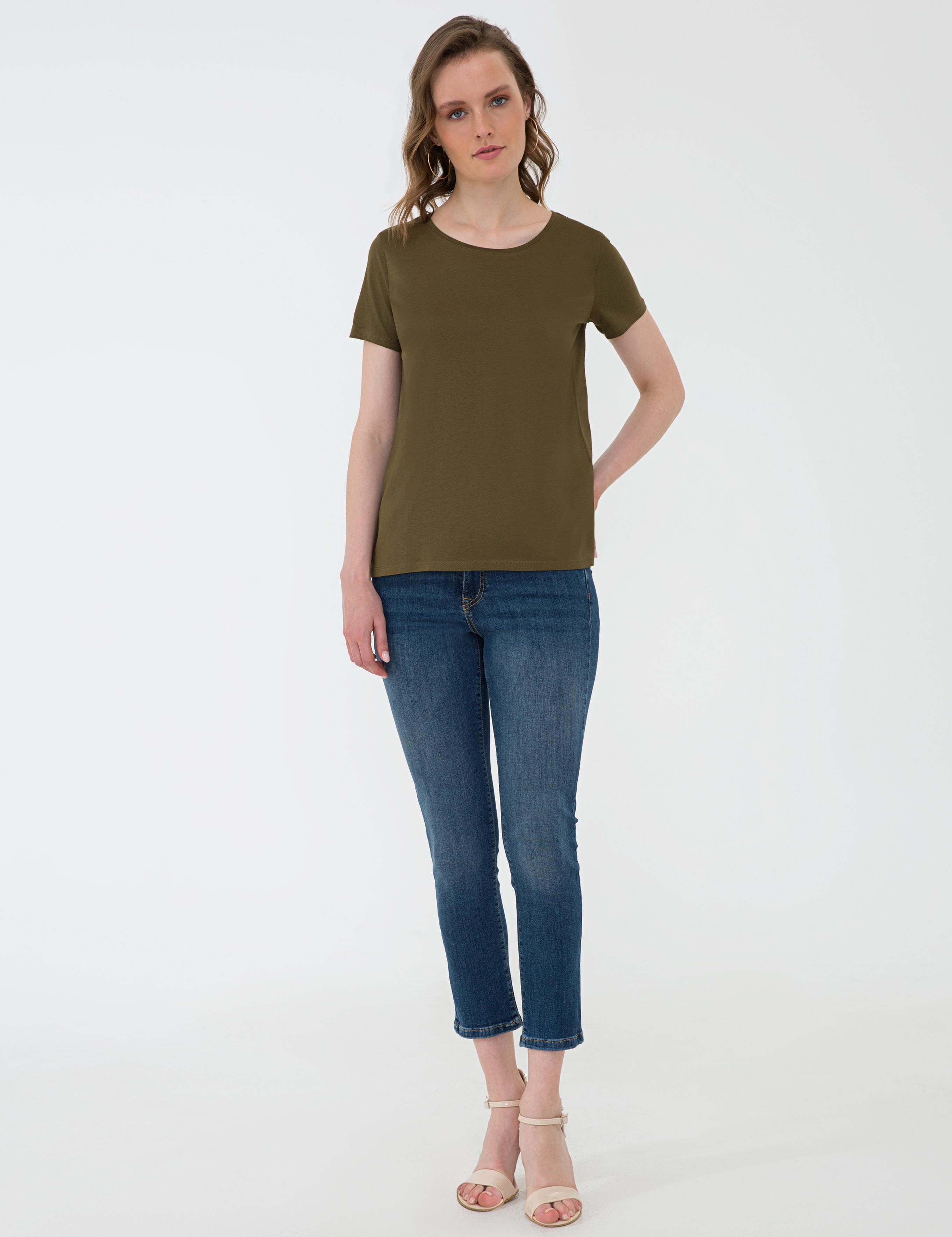 Haki Bisiklet Yaka Tişört