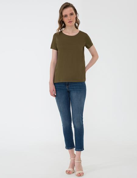 Haki Bisiklet Yaka Tişört - 50200752059