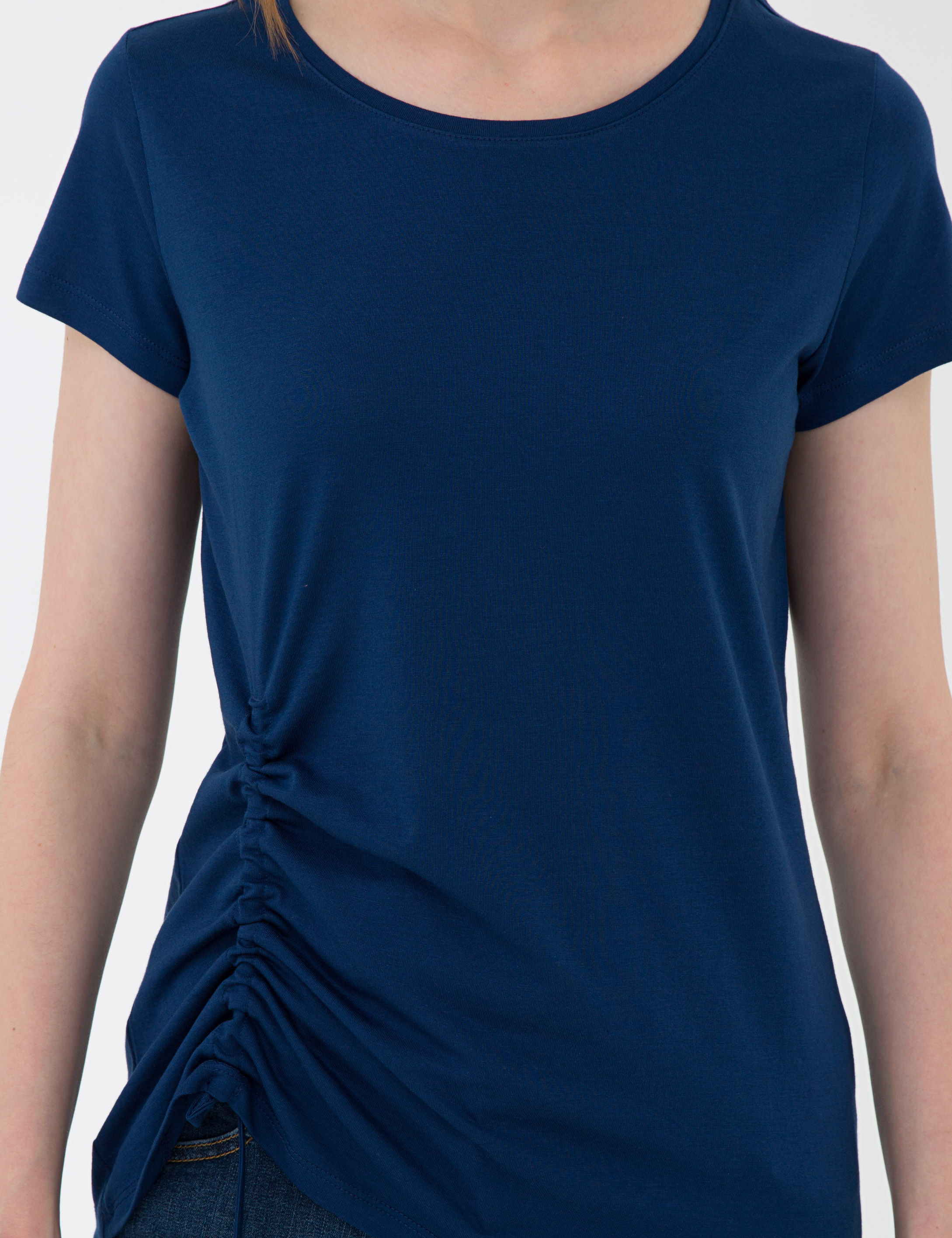 Lacivert Standart Fit Bisiklet Yaka T-Shirt