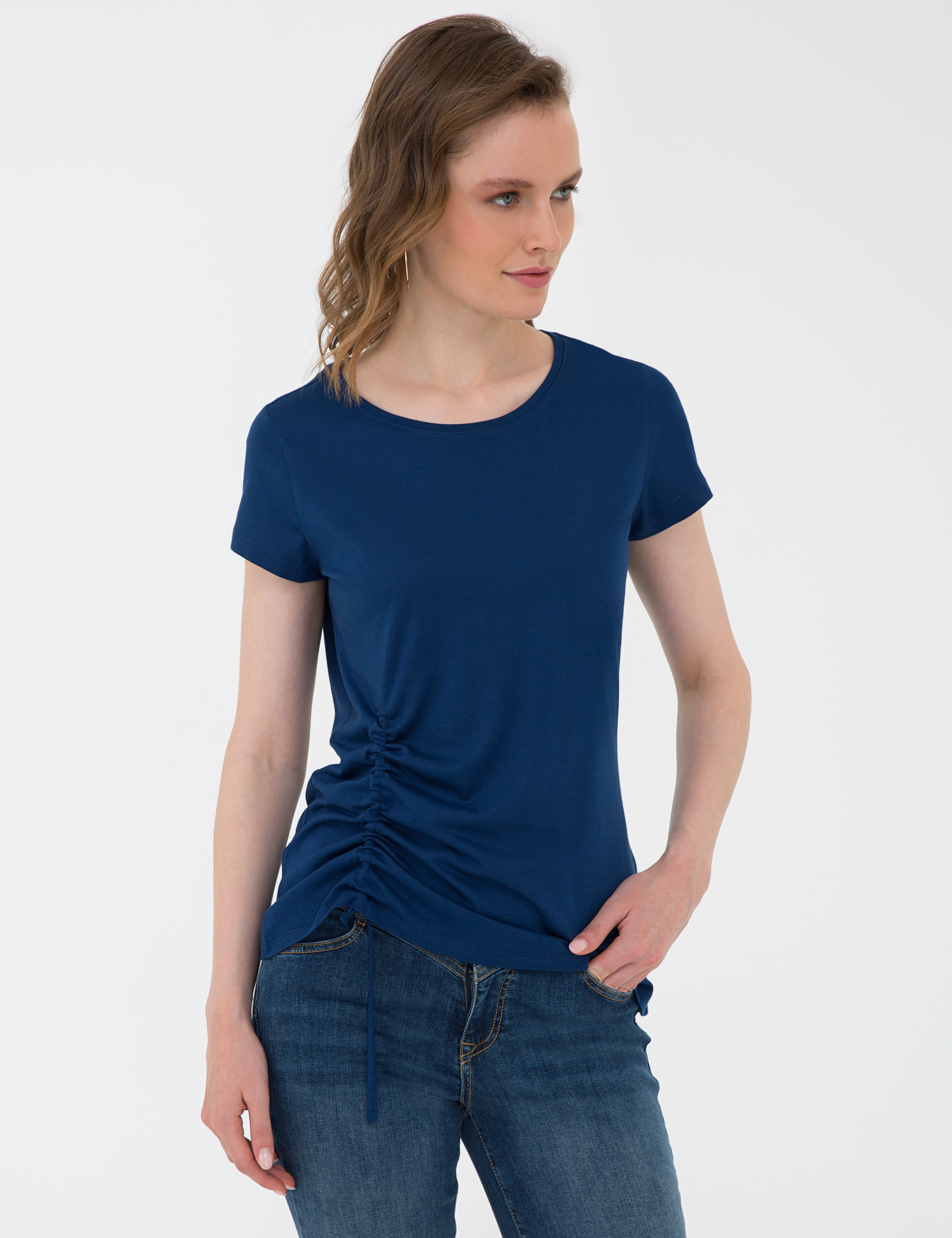 Lacivert Standart Fit Bisiklet Yaka T-Shirt