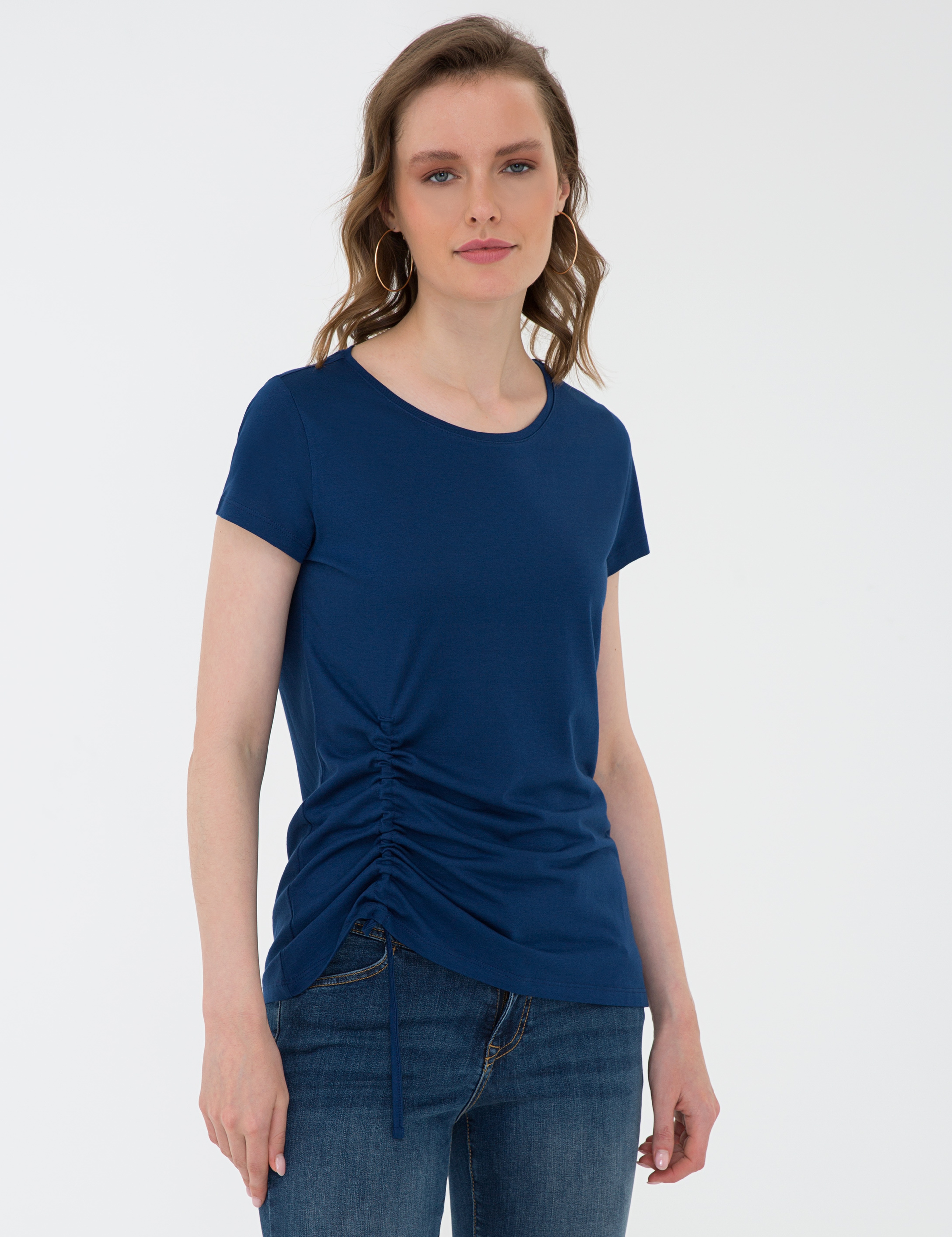 Lacivert Standart Fit Bisiklet Yaka T-Shirt - Image 3