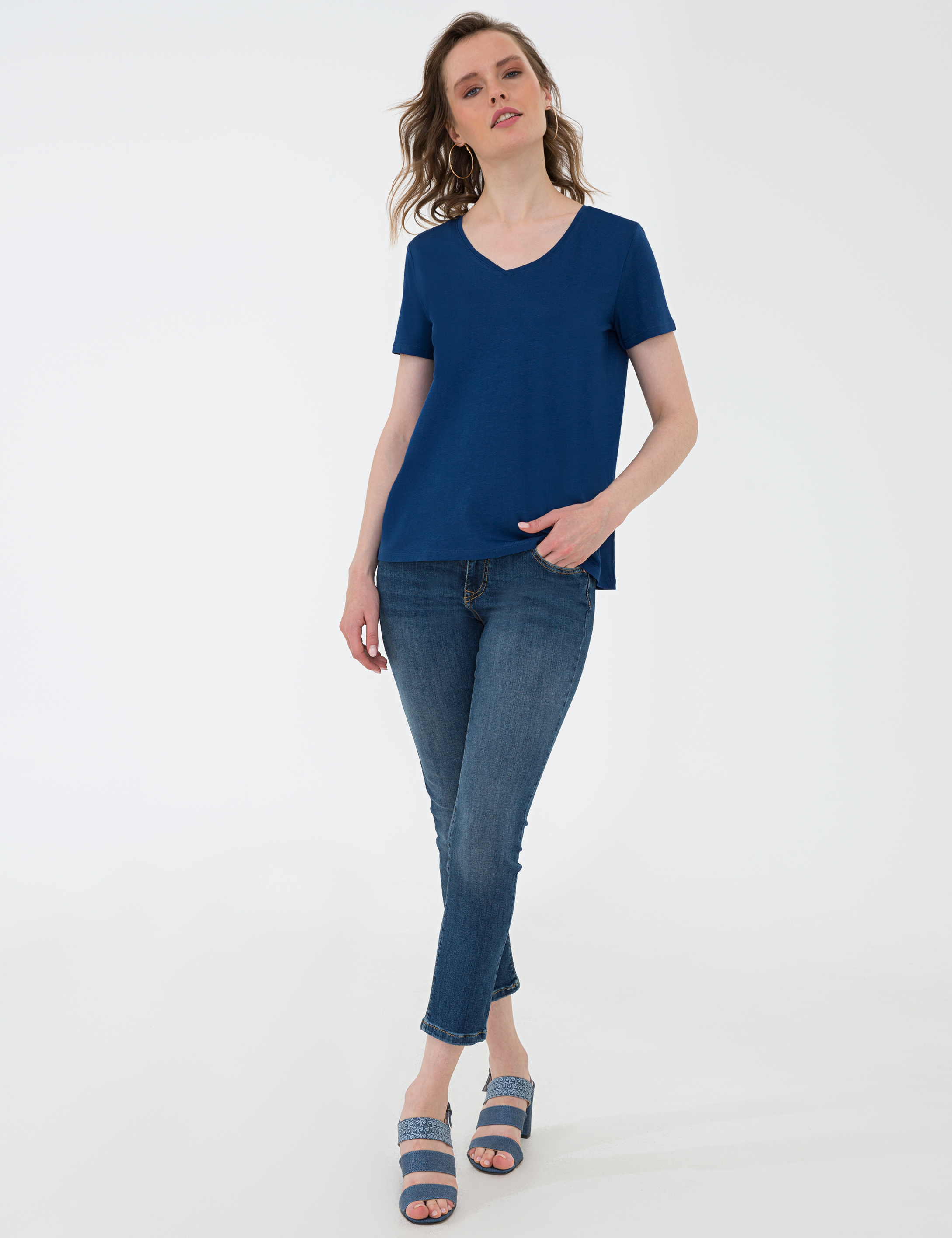Pierre Cardin Lacivert Regular Fit V Yaka Tişört görsel 5