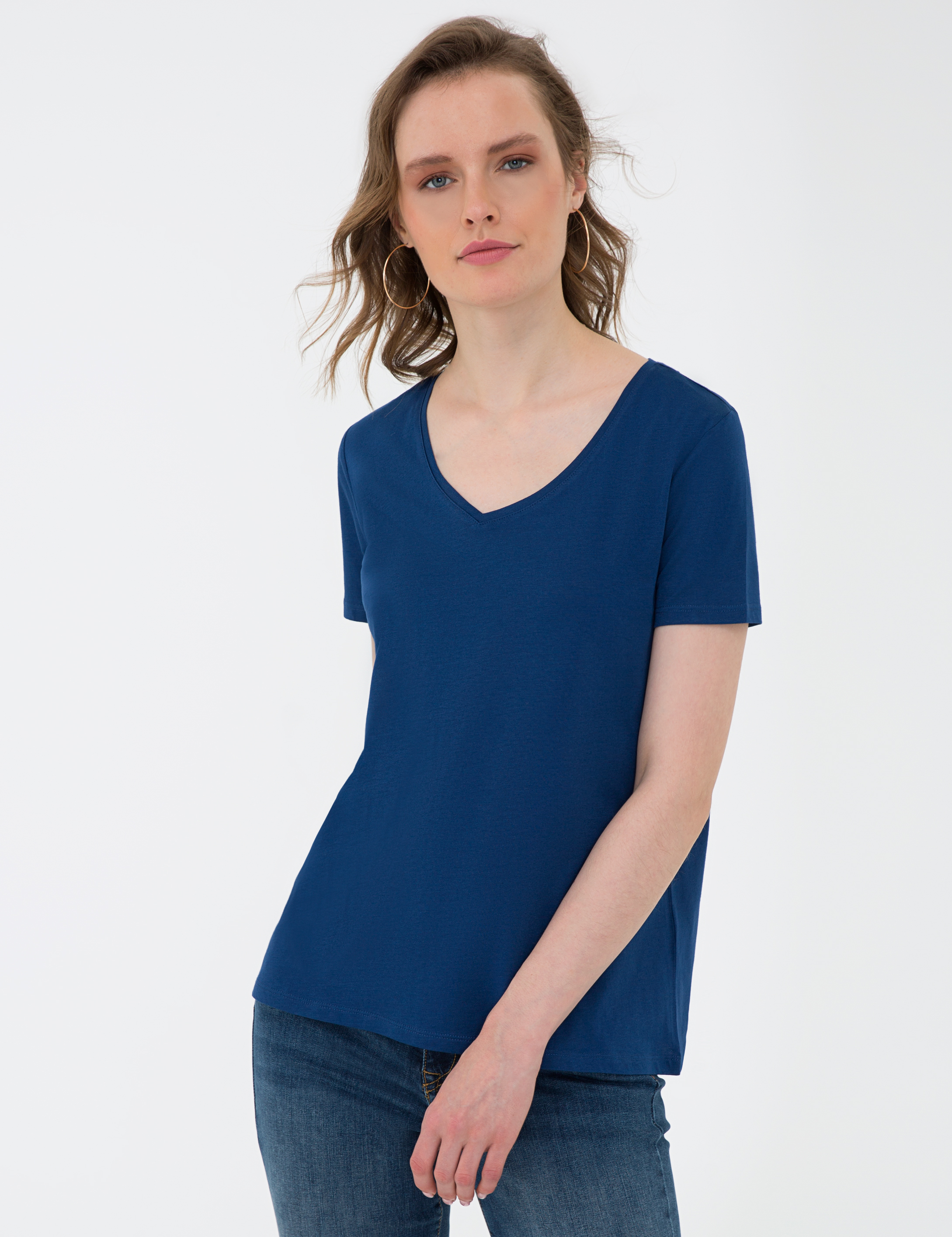 Pierre Cardin Lacivert Regular Fit V Yaka Tişört görsel 3
