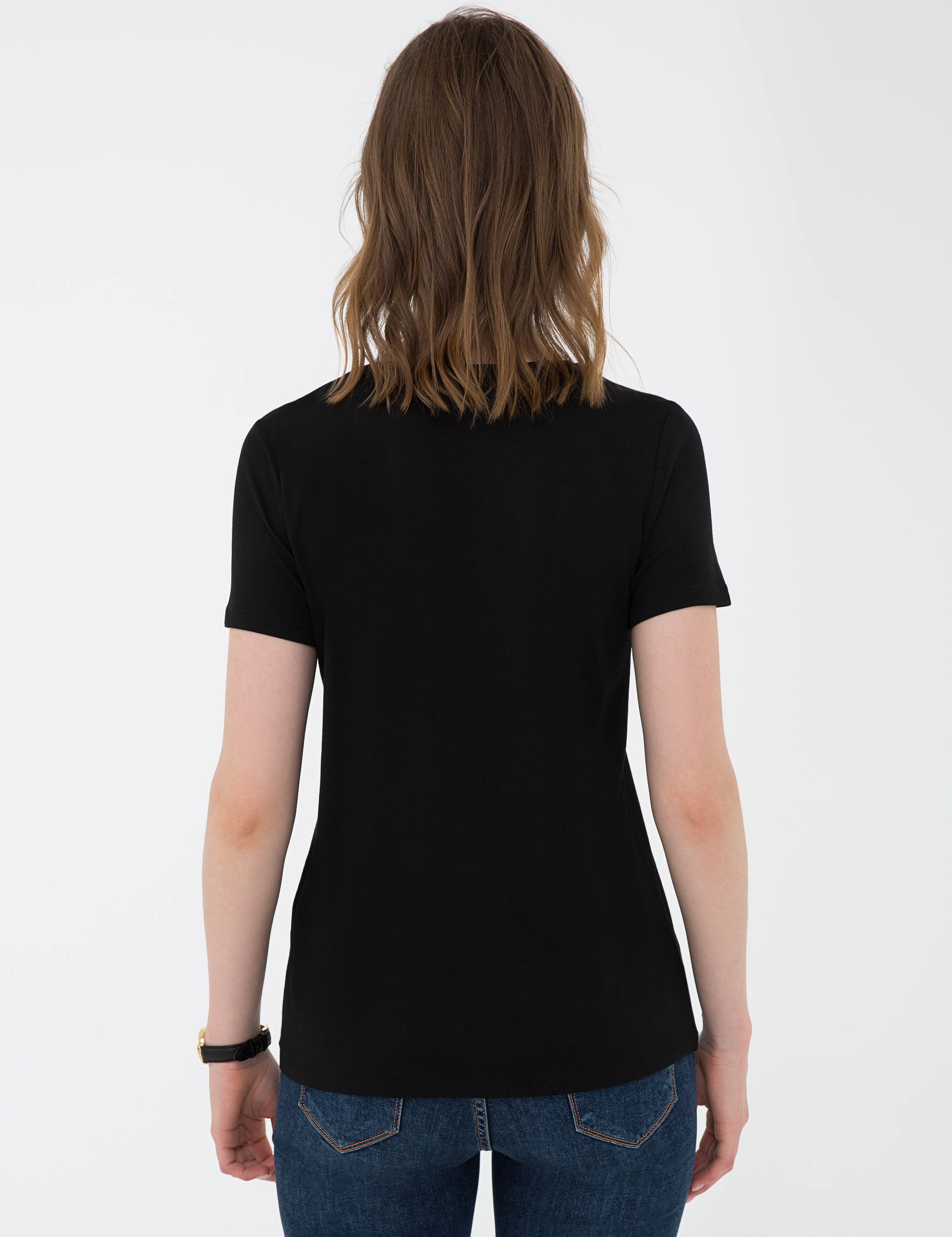 Pierre Cardin Siyah Regular Fit V Yaka Tişört görsel 5