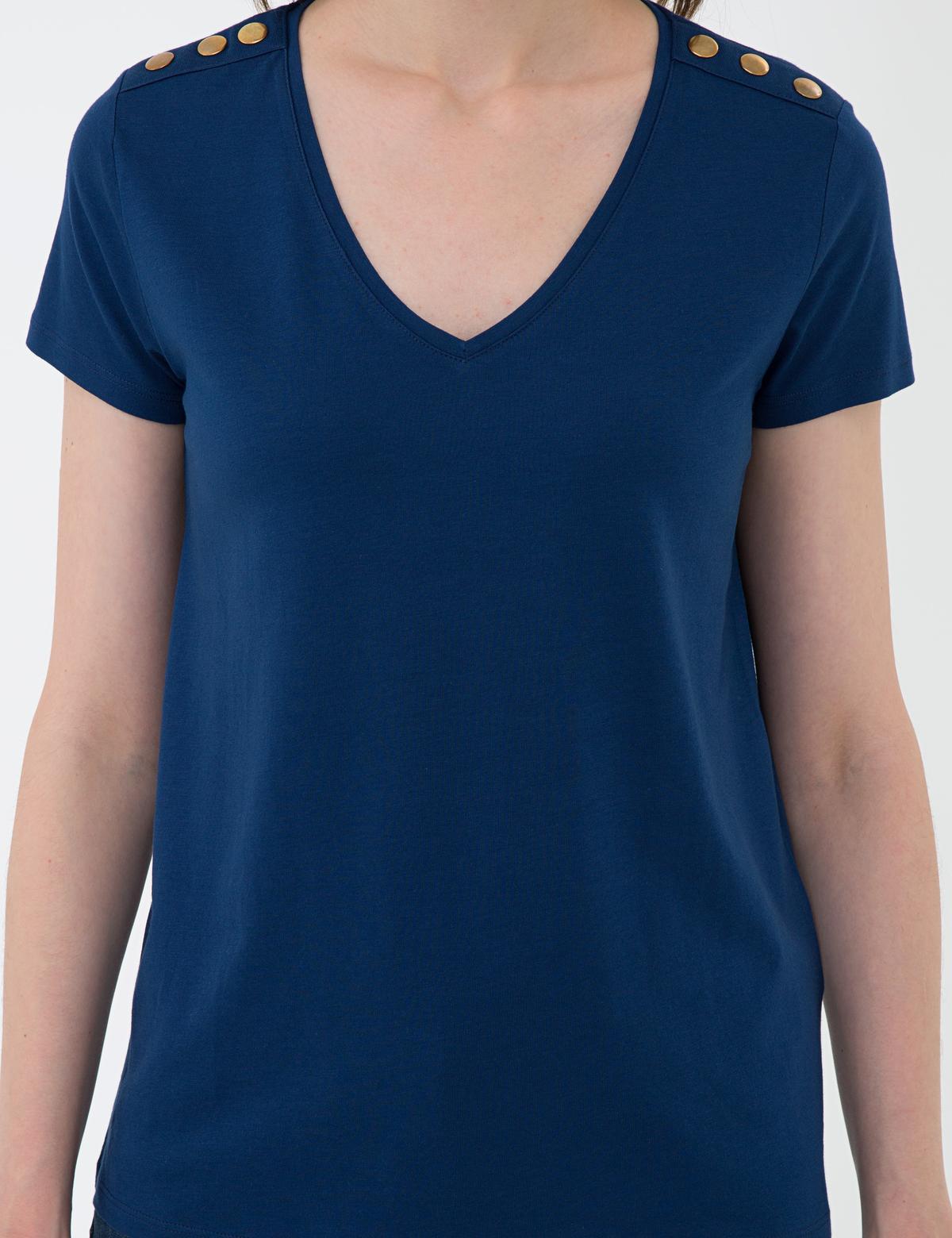 Lacivert Standart Fit V Yaka T-Shirt - 50206155007