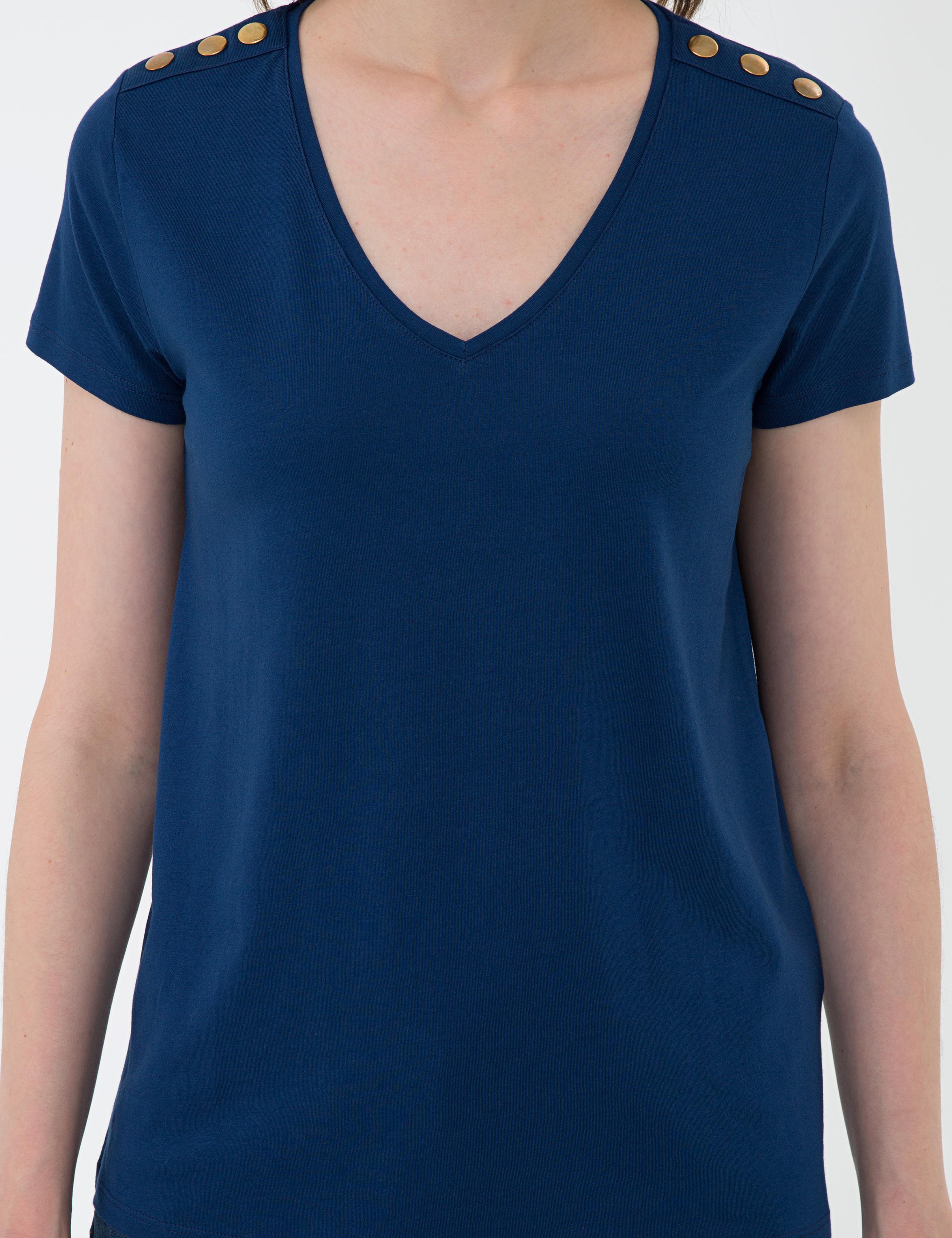 Lacivert Standart Fit V Yaka T-Shirt