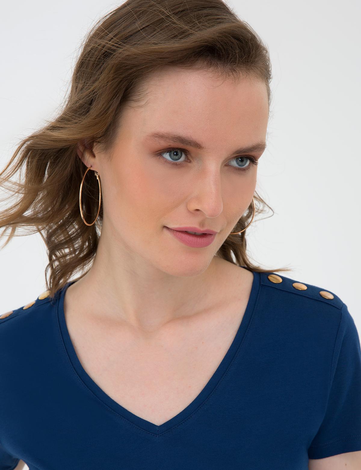 Lacivert Standart Fit V Yaka T-Shirt - 50206155007