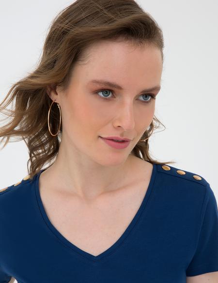 Lacivert Standart Fit V Yaka T-Shirt - 50206155007