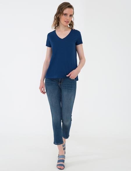 Lacivert Standart Fit V Yaka T-Shirt - 50206155007