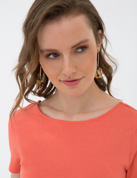 Nar Çiçeği Standart Fit Bisiklet Yaka Tişört - 50200740064