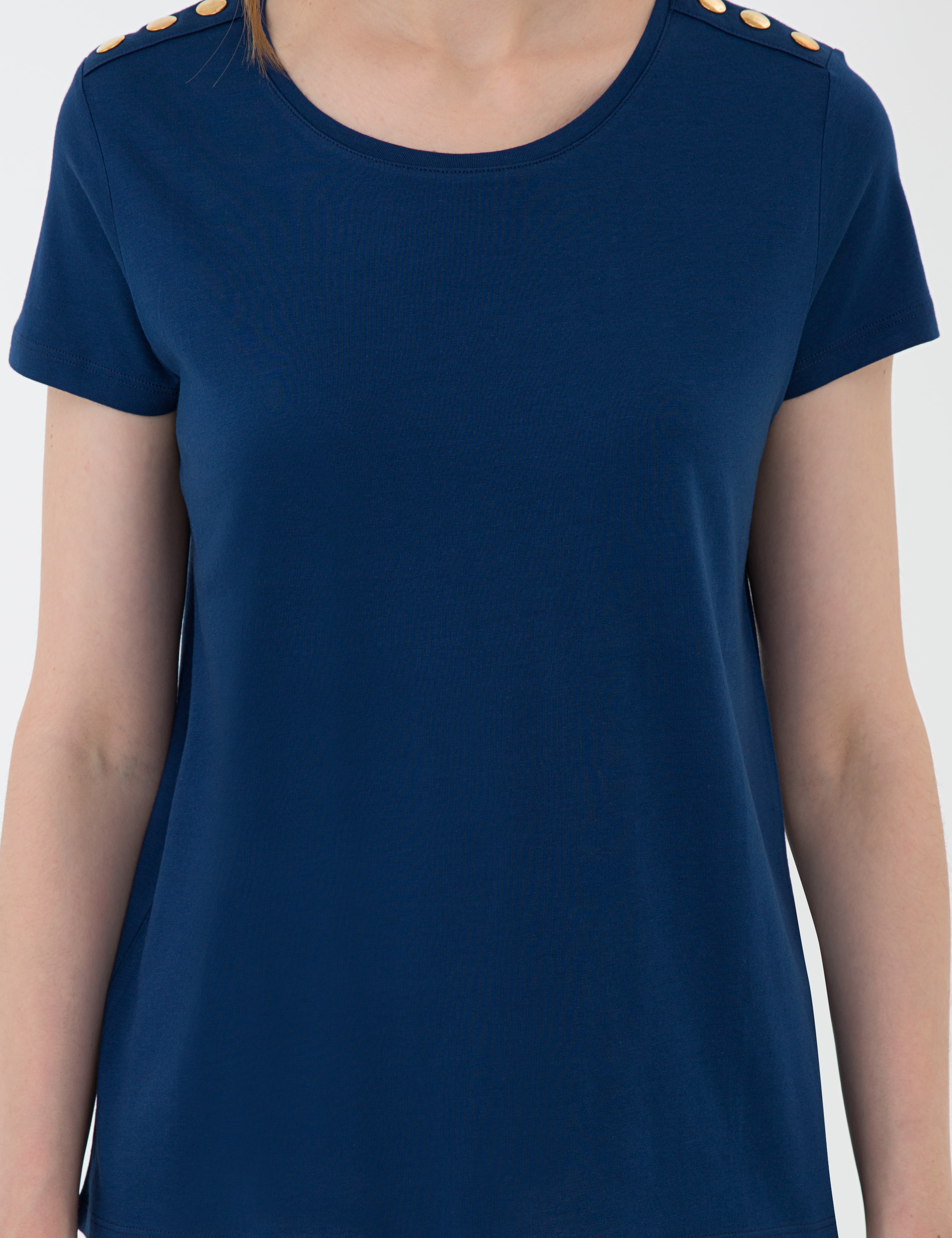 Lacivert Standart Fit Bisiklet Yaka T-Shirt