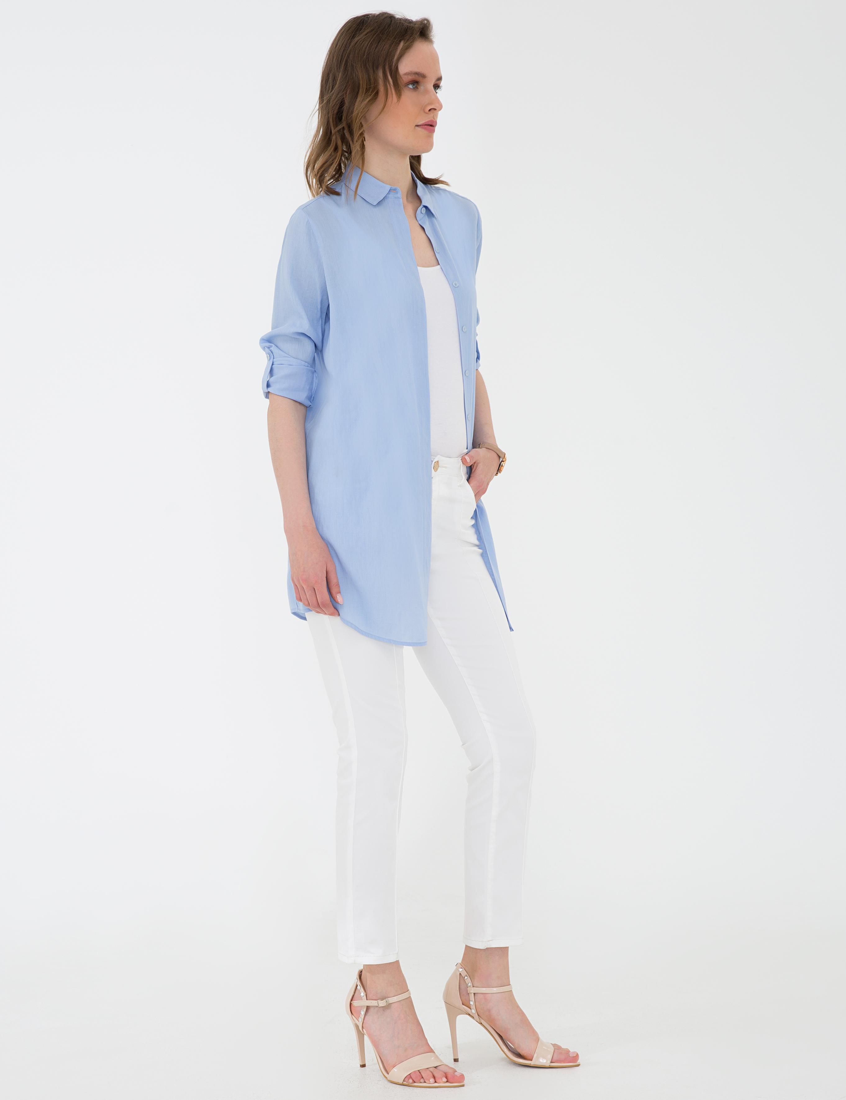 Açık Mavi Comfort Fit Uzun Kollu Gömlek