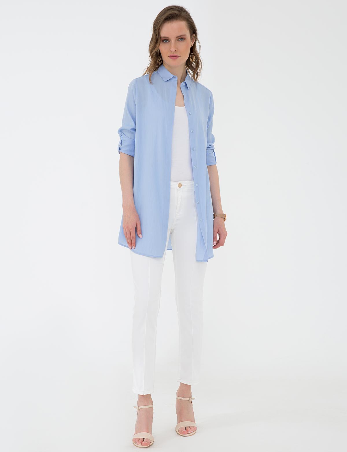 Açık Mavi Comfort Fit Uzun Kollu Gömlek