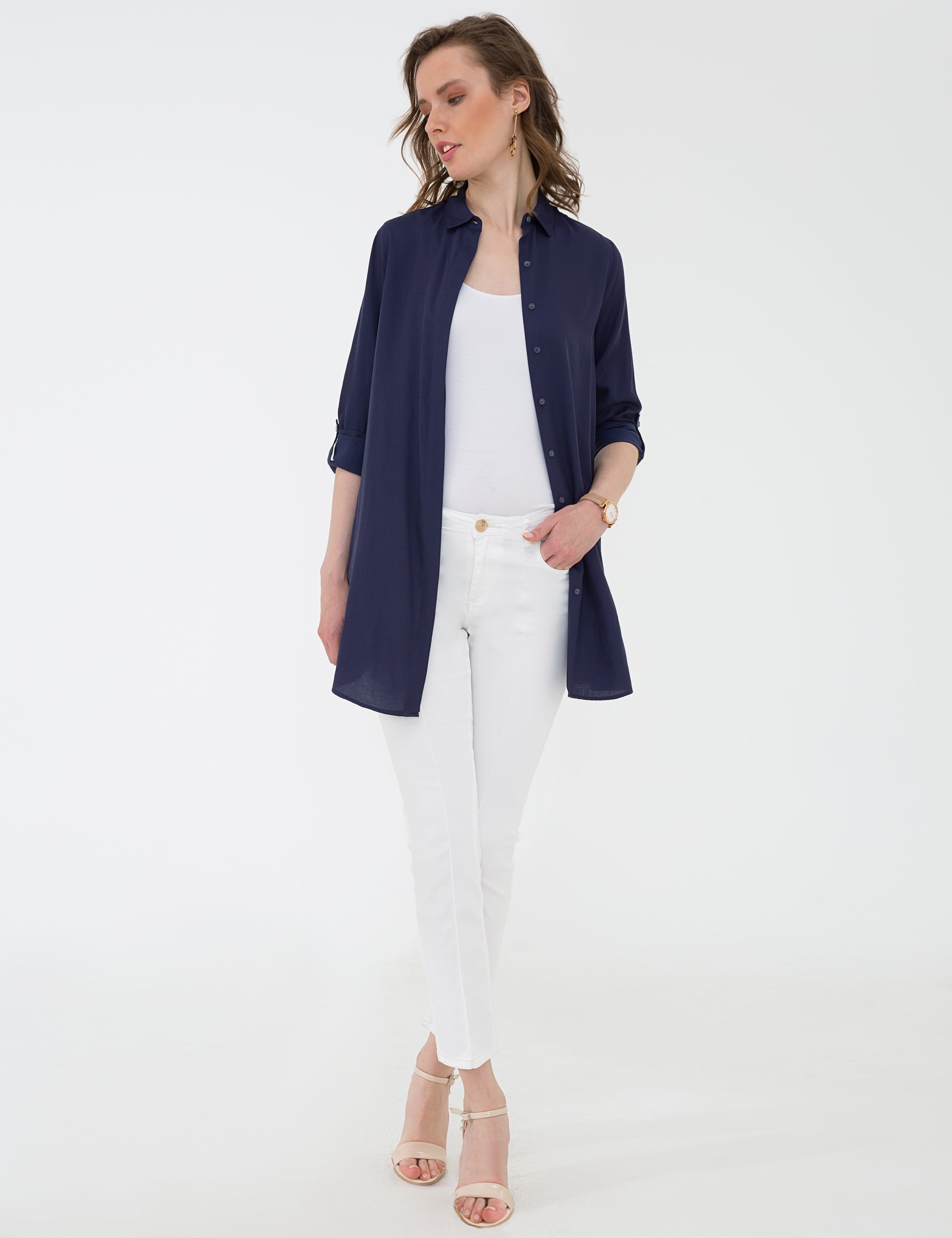 Lacivert Comfort Fit Uzun Kollu Gömlek