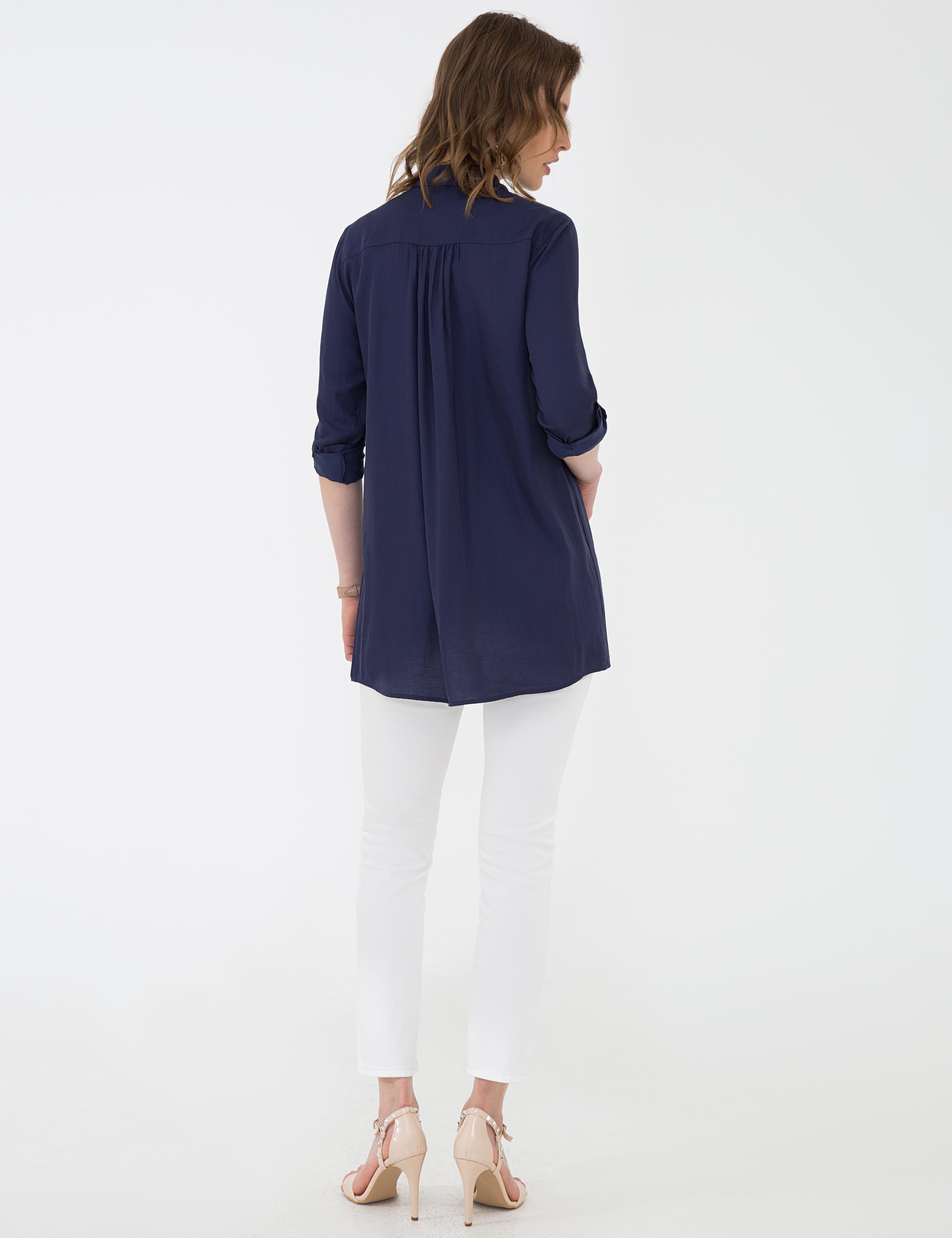 Lacivert Comfort Fit Uzun Kollu Gömlek