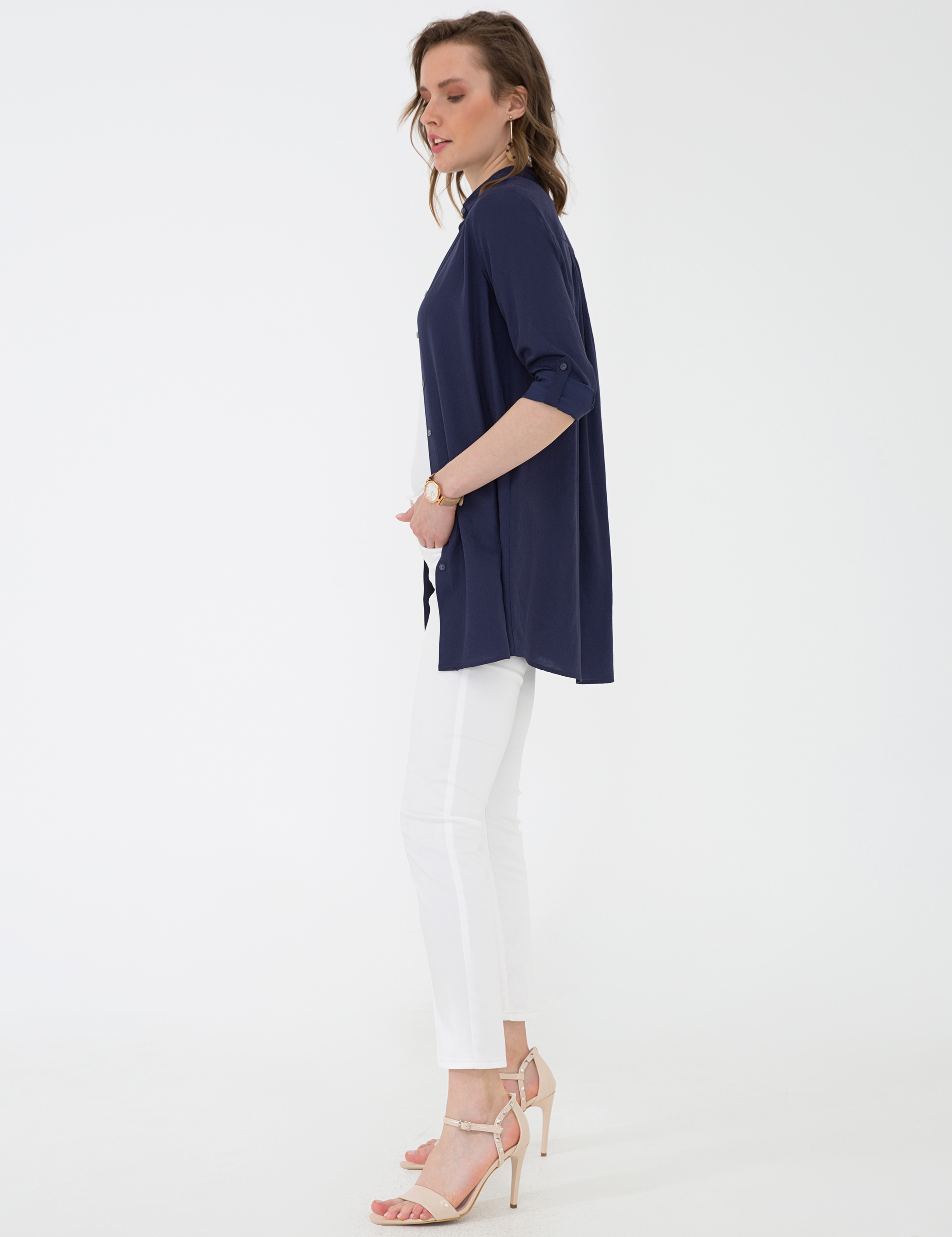 Lacivert Comfort Fit Uzun Kollu Gömlek - Image 3