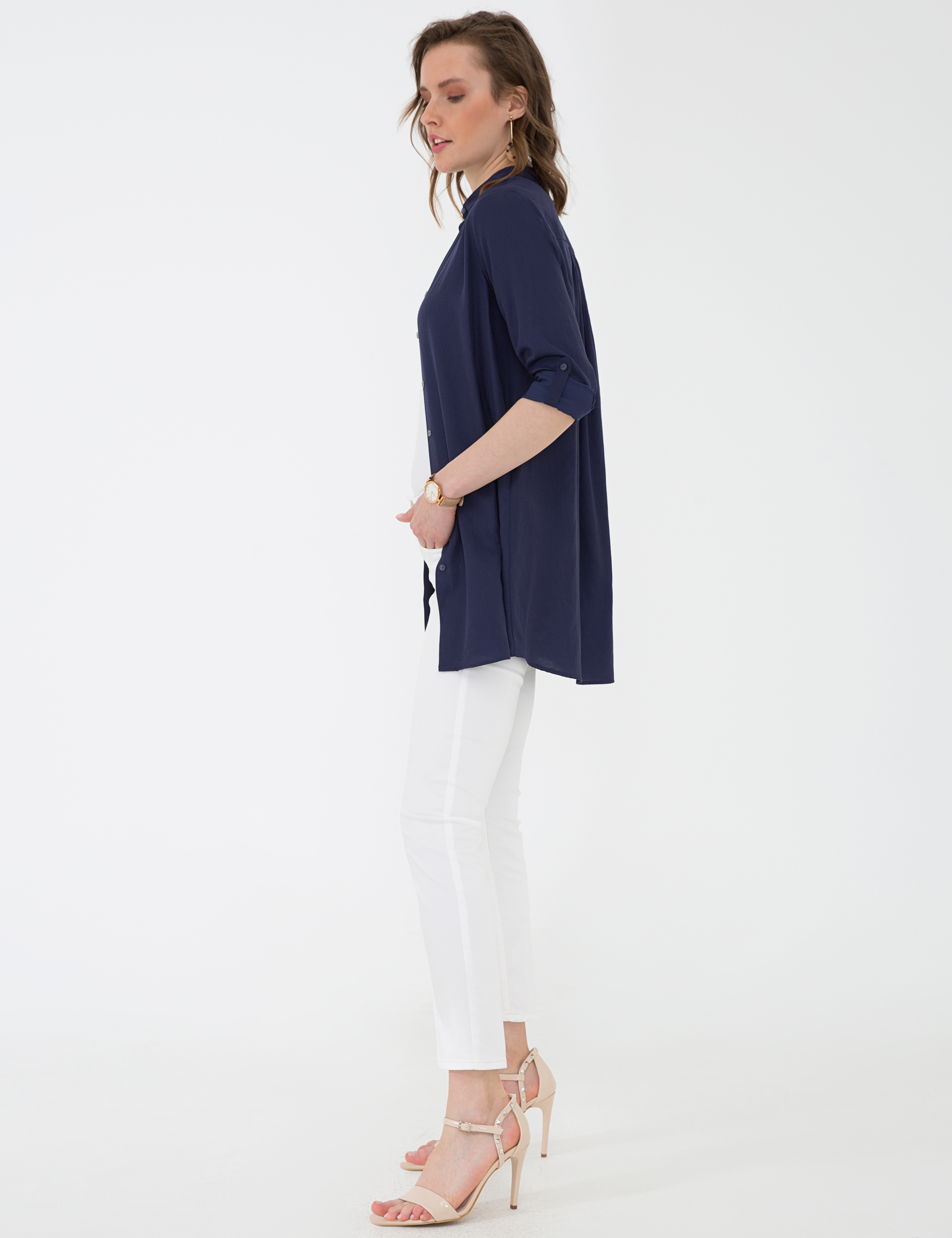 Lacivert Comfort Fit Uzun Kollu Gömlek