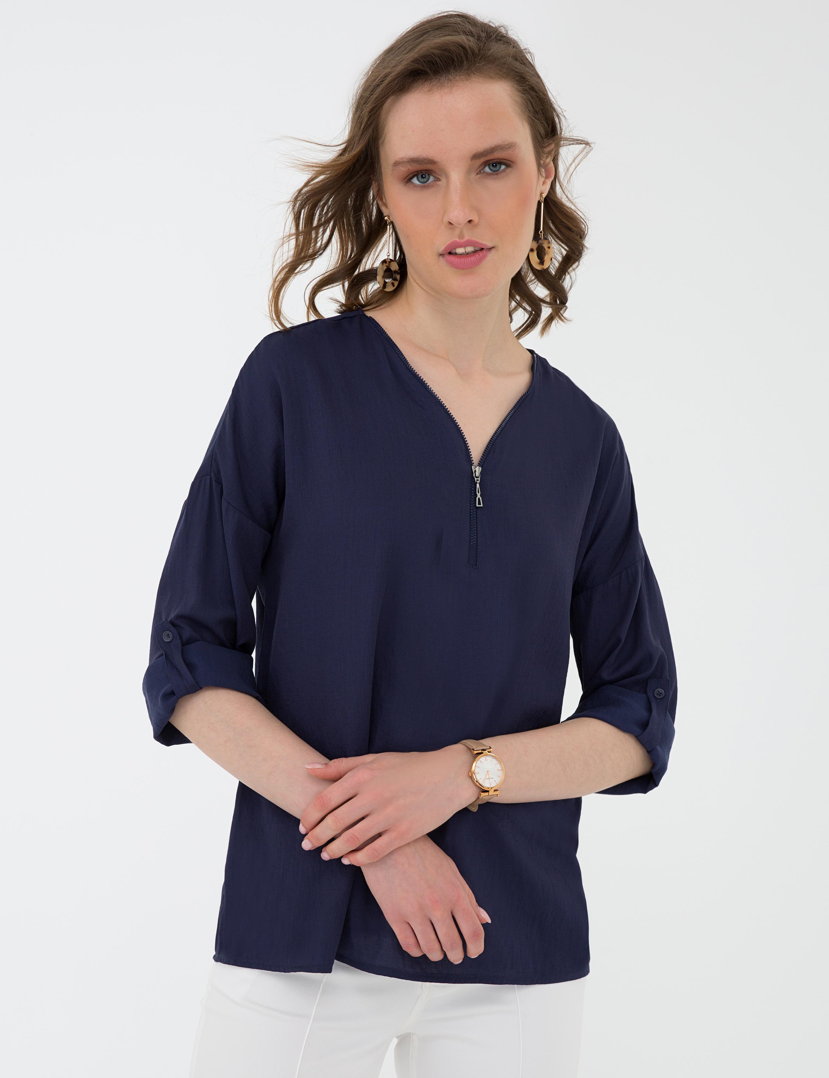 Lacivert Comfort Fit Uzun Kollu Gömlek