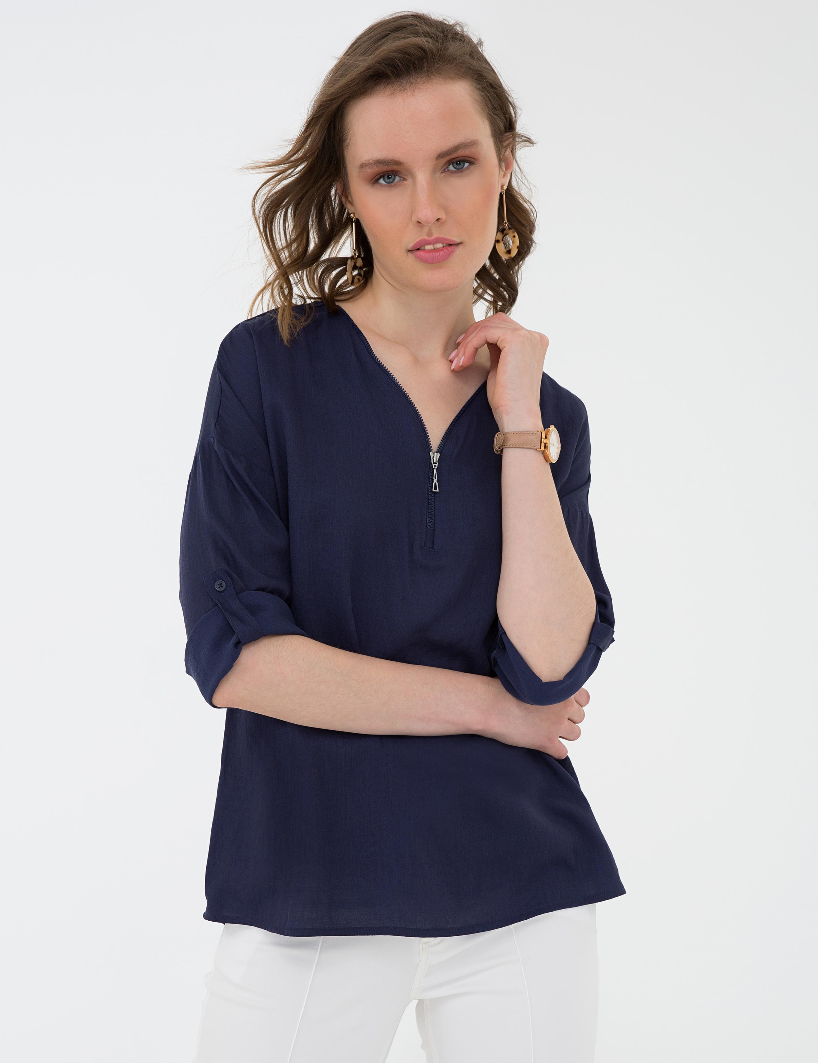 Lacivert Comfort Fit Uzun Kollu Gömlek