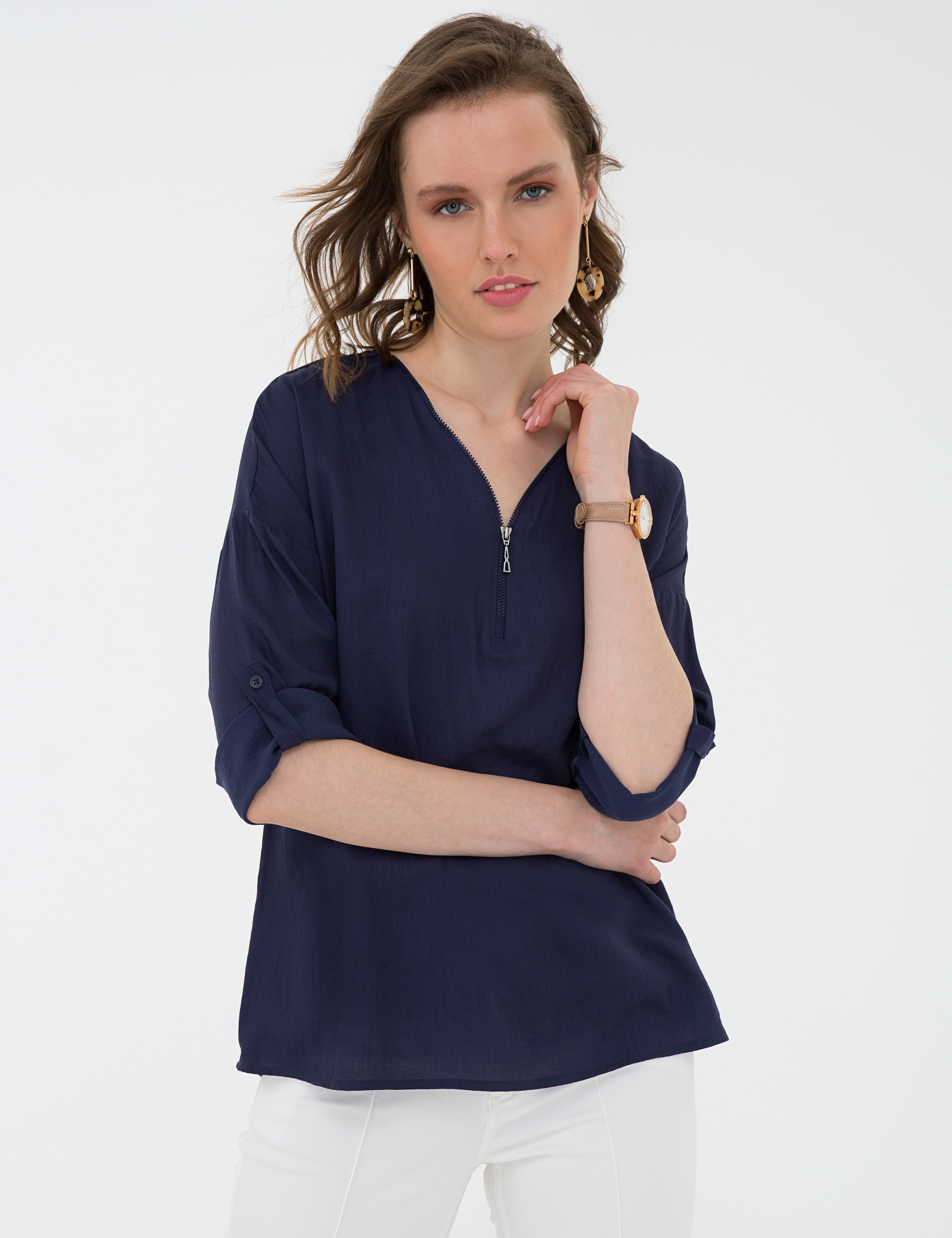 Lacivert Comfort Fit Uzun Kollu Gömlek - Image 1