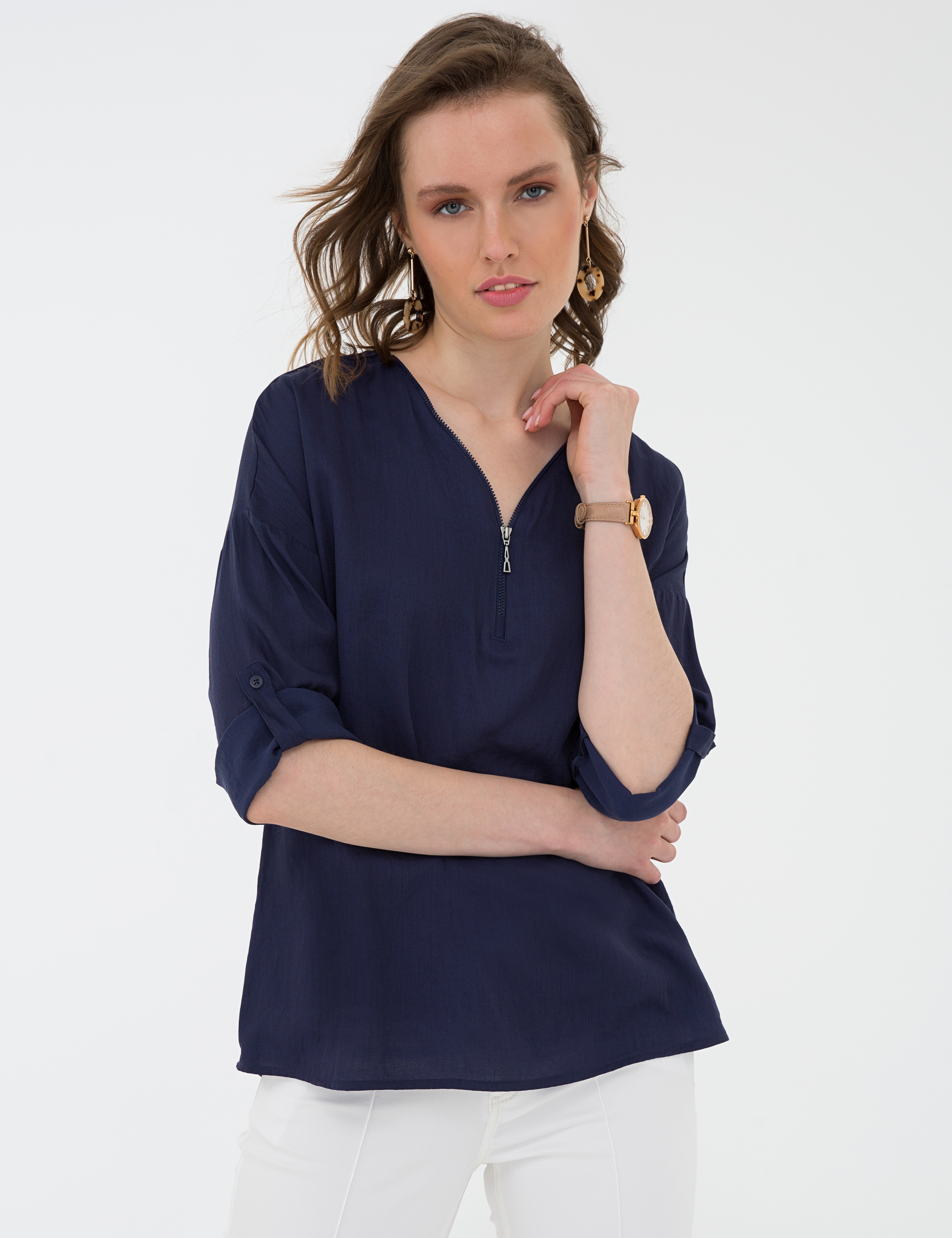 Lacivert Comfort Fit Uzun Kollu Gömlek